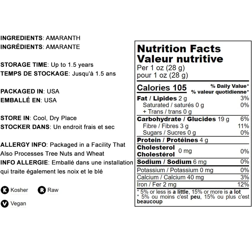 Food to Live Organic Amaranth Flour, 8 oz - Finely Milled Whole Grain, Vegan, Kosher, Non-GMO - High in Fiber & Plant Protein - Wheat Flour Alternative for Baking, Gluten-Free Recipes & Healthy Cooking