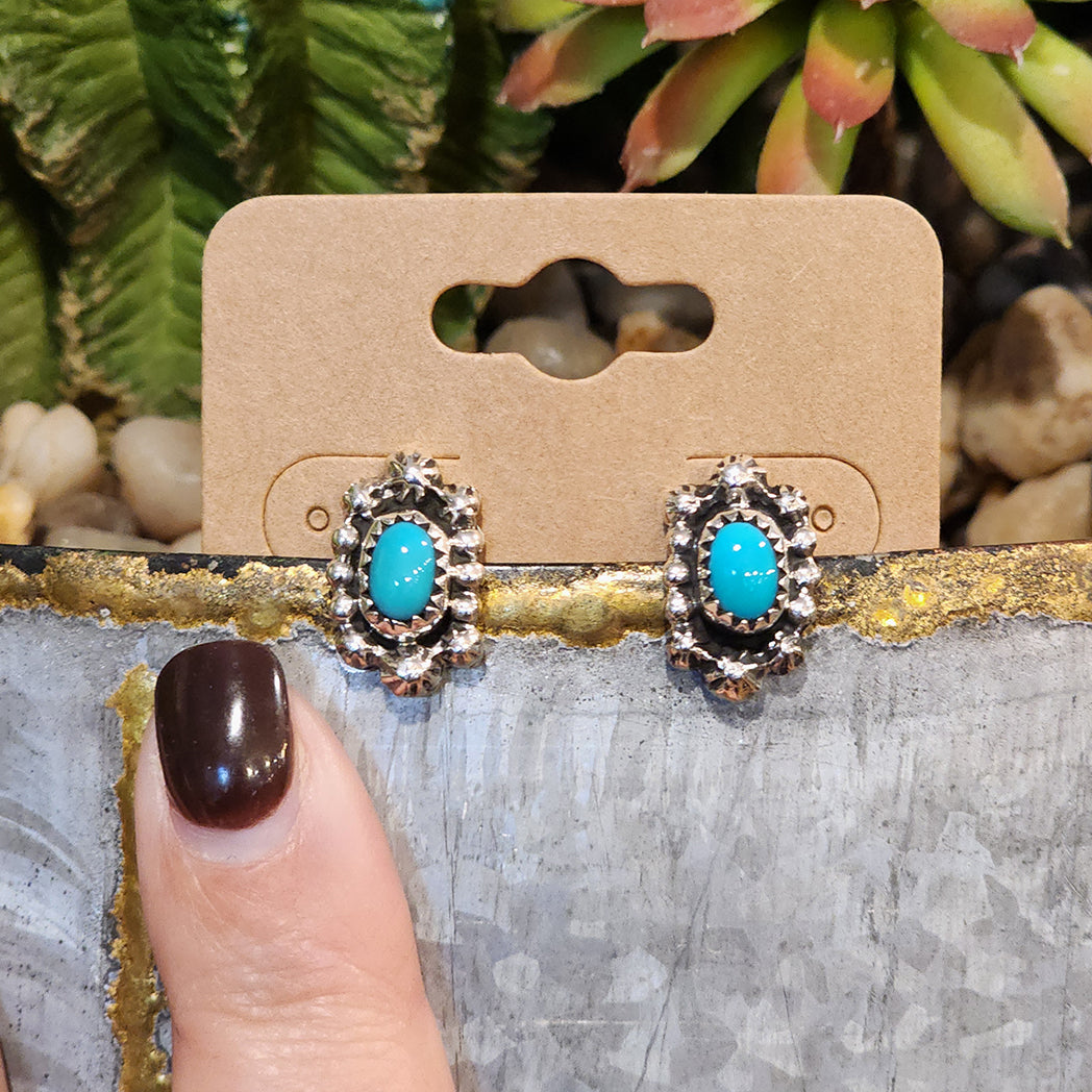 Jade Kingman Turquoise Stud Earrings for Women – Handmade Sterling Silver Jewelry | Perfect for Casual Wear, Parties & Gifts