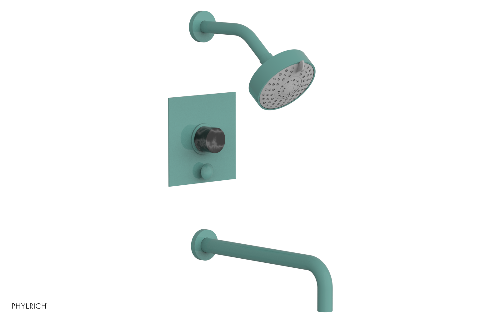 BASIC II 12 Pressure Balance Tub and Shower Set - Black Marble Finish (230S 28 12) | Perfect for Modern Bathroom Renovations & Spa-Like Showers