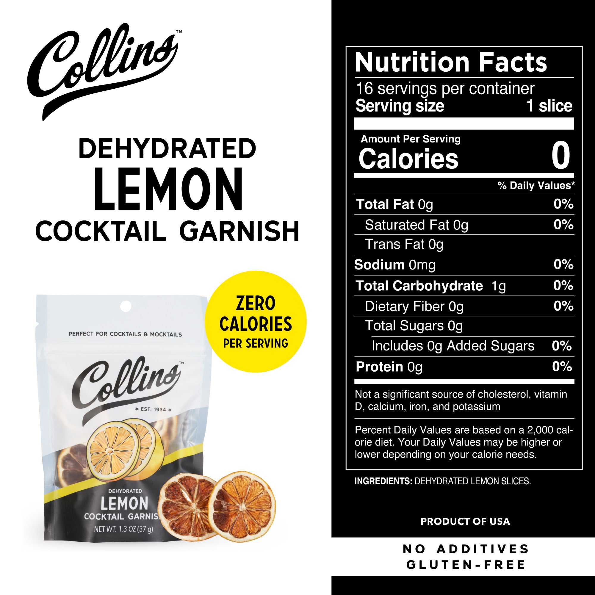 Organic Dehydrated Lemon Slices for Cocktails - 1.3 oz Pack - Perfect for Garnishing Drinks, Baking & Tea - All-Natural Cocktail Decorations for Margaritas, Mojitos & More
