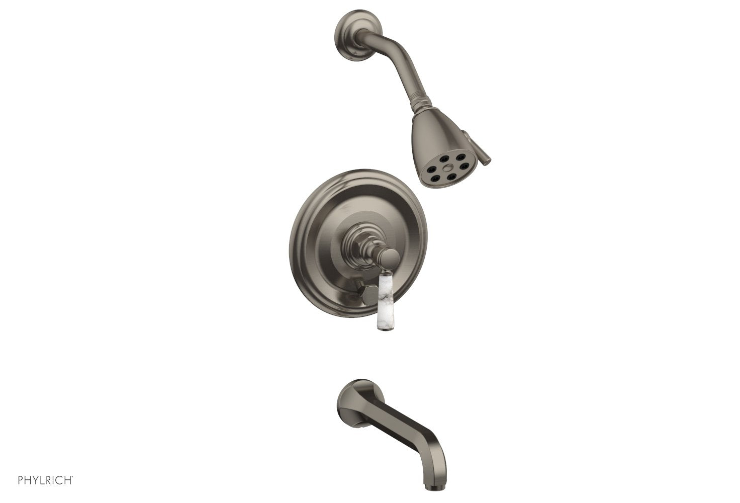 HEX TRADITIONAL Pressure Balance Tub and Shower Faucet Set - White Marble Lever Handle 500 28 - Perfect for Modern Bathroom Renovation and Spa-Like Shower Experience