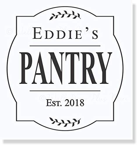 Custom Pantry Decal Sticker - Personalized Framed Name & Date Wall Art for Kitchen Decor (23x25 Inch) - Perfect for Farmhouse, Rustic & Modern Kitchens