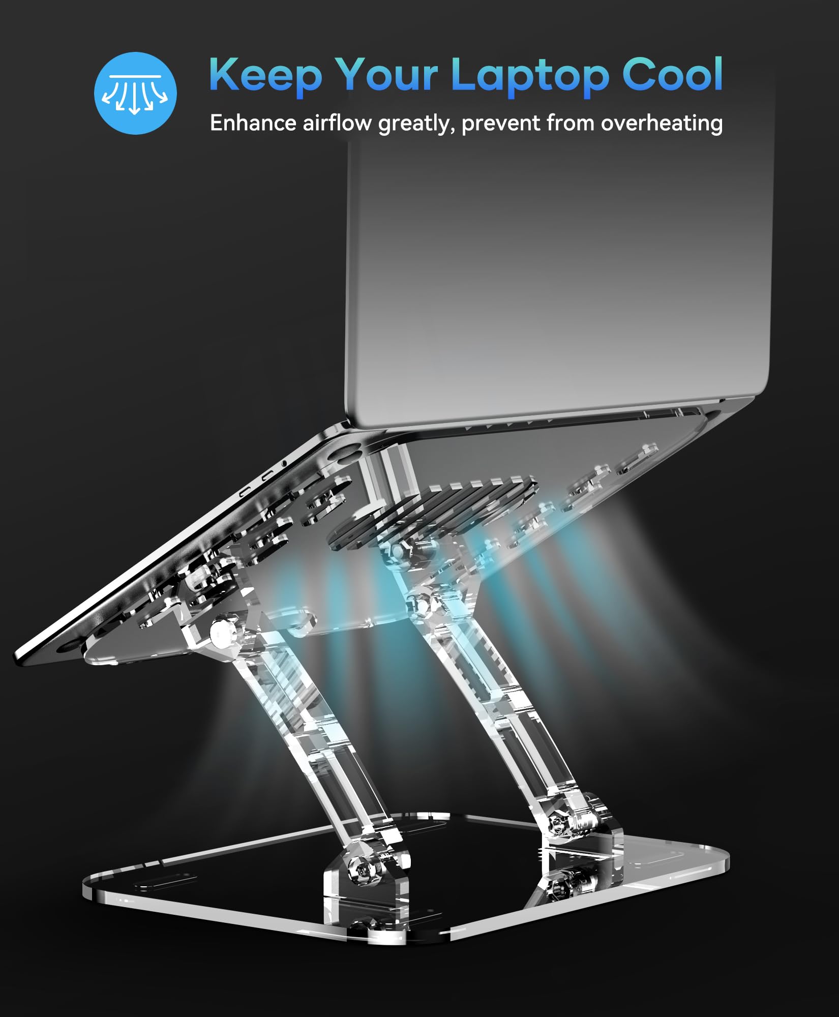 Adjustable & Foldable Laptop Stand - Portable Ergonomic Computer Stand for 10-15.6 Inch Notebooks (MacBook, Dell, HP) - Perfect for Home Office, Gaming & Travel Use