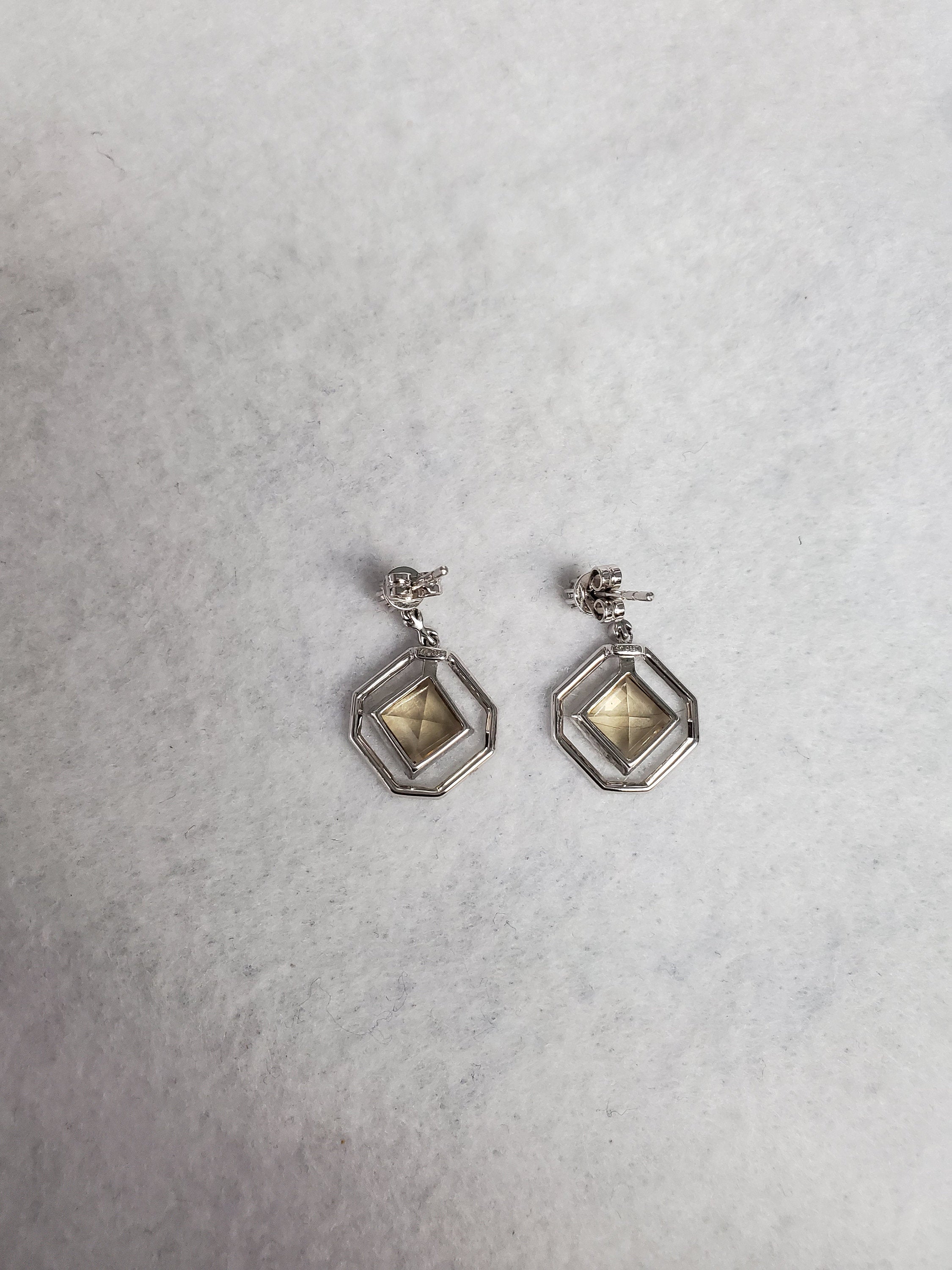 Natural Citrine Quartz Drop Diamond Earrings for Women - Elegant Dangling Jewelry for Parties, Weddings & Special Occasions