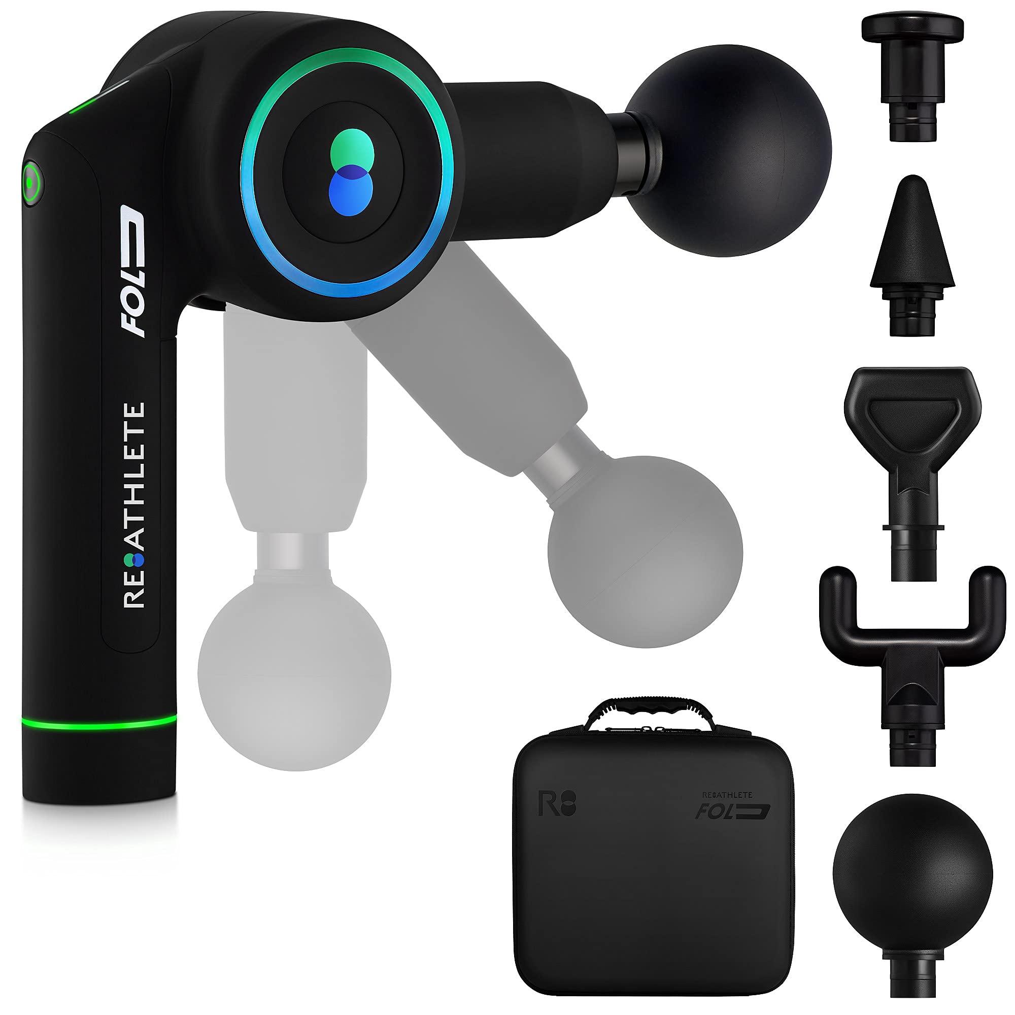 ReAthlete FOLD Massage Gun - Professional Foldable Percussion Massager for Athletes | Portable Deep Tissue Muscle Pain Relief | Wireless Handheld Massager for Workout Recovery & Muscle Relaxation | Perfect for Gym, Home & Travel Use
