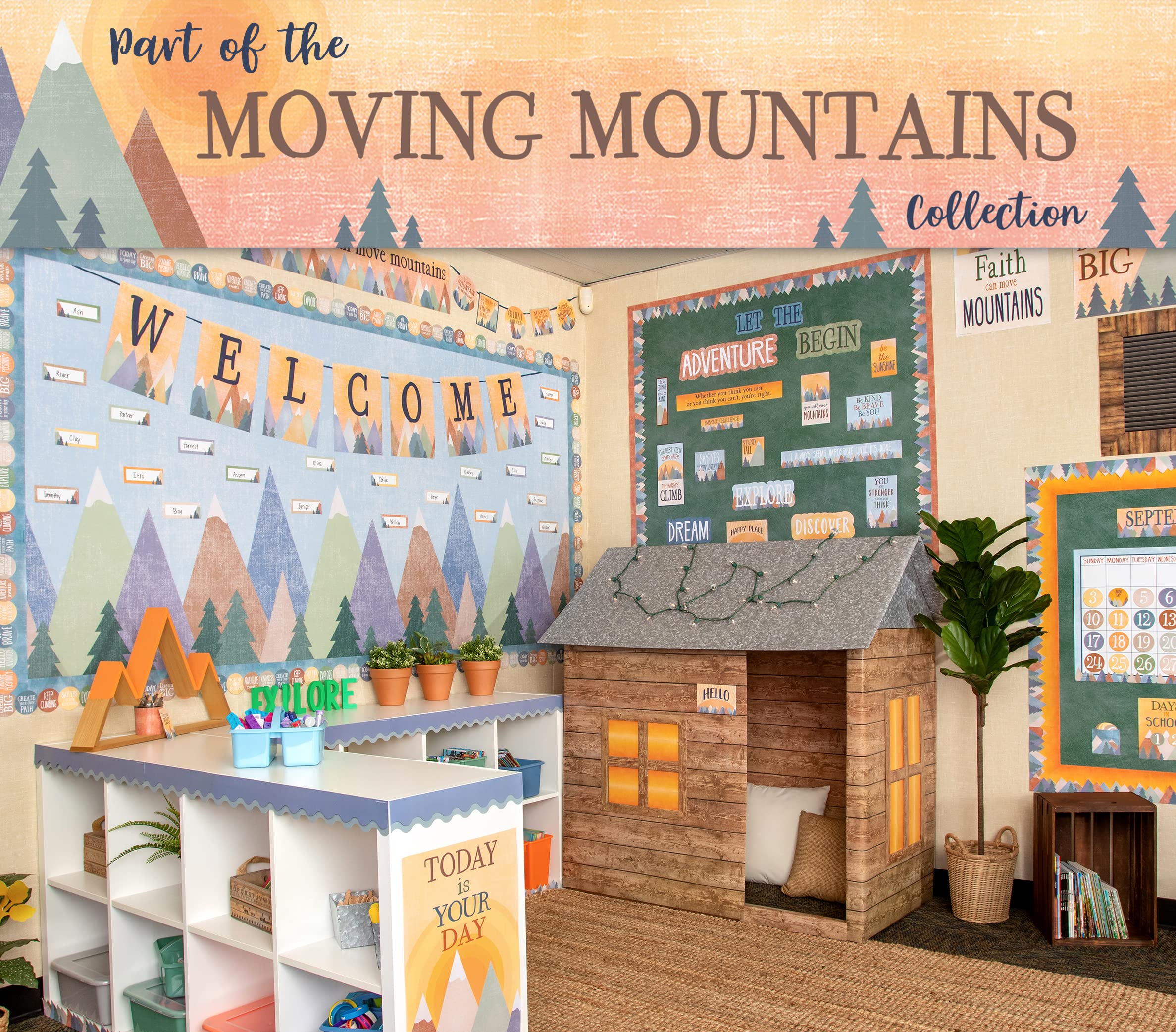 Teacher Created Resources Moving Mountains Blue Straight Border Trim - Perfect for Classroom Bulletin Boards, DIY Projects & Home Decor