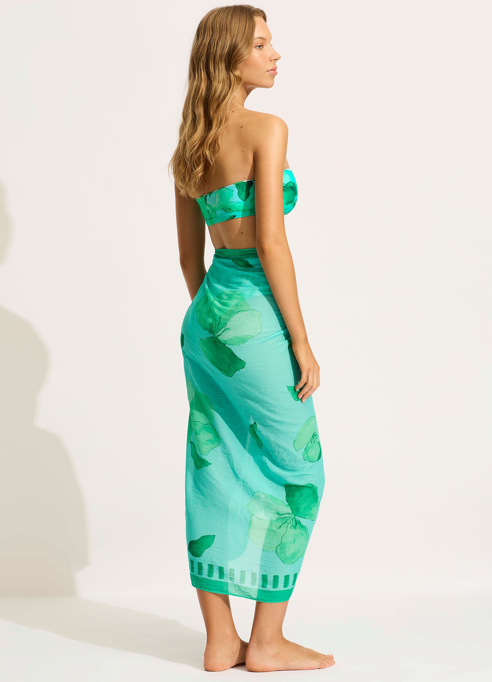 Secret Garden Sarong - Elegant Jade Green Beach Wrap for Women - Perfect for Poolside, Vacation, and Summer Outfits
