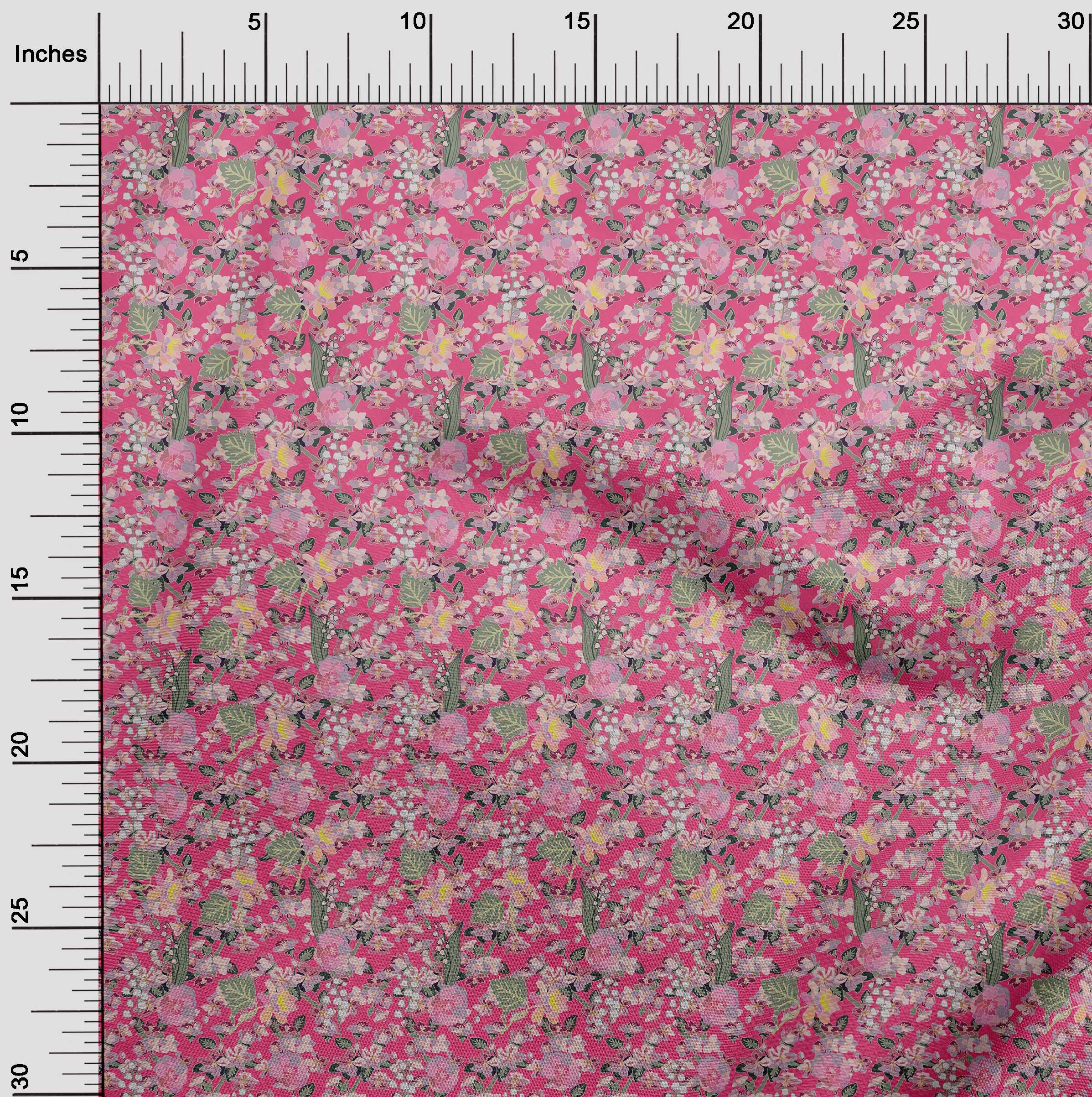 oneOone Viscose Chiffon Pink Floral Print Fabric by The Yard - 42 Inch Wide Soft Flowy Material for Dresses, Scarves & Home Decor
