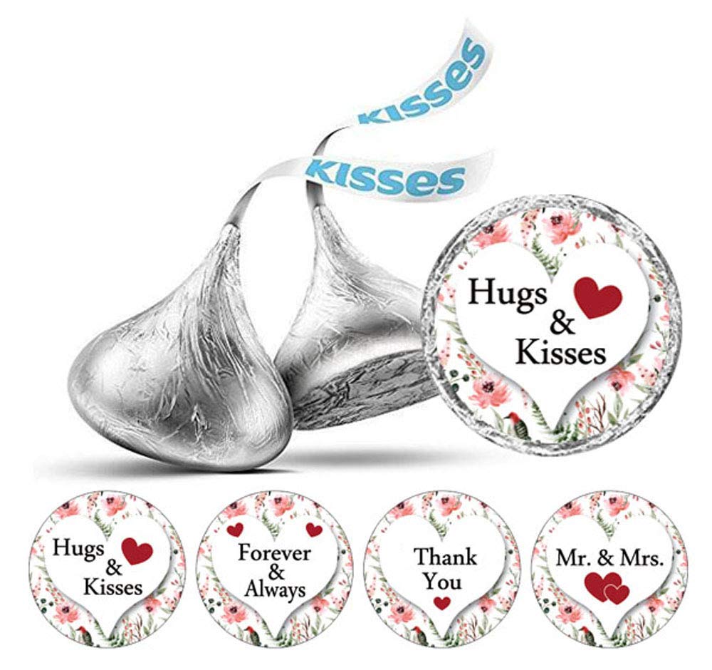 190 Pcs DIY Heart Floral Wedding Stickers - Chocolate Labels for Party Decor
