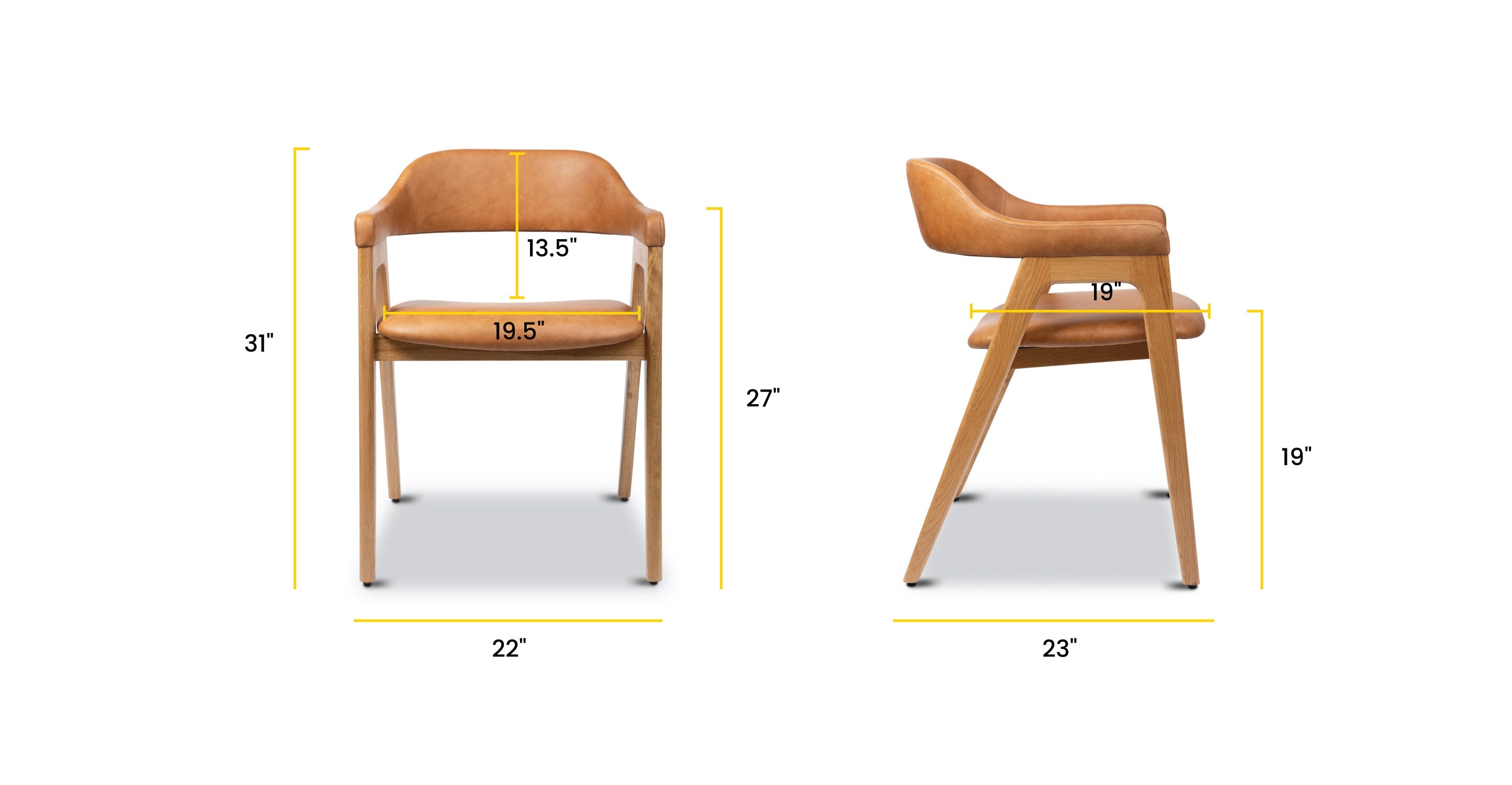 Premium Lando Leather Dining Chair - Modern & Comfortable Leather Upholstered Seat for Home, Restaurant, Office - Perfect for Dining Room, Kitchen, Conference Room & Lounge