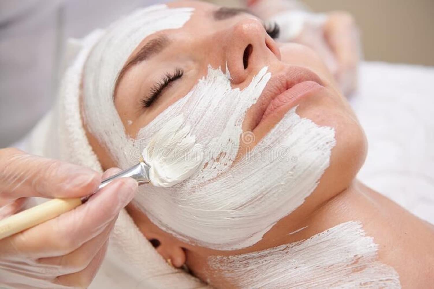 ZAUKY Adjustable Cotton Facial Headband with Professional Face Pack Brush & Hair Dye Brush Combo Set - Perfect for Spa, Skincare, and At-Home Hair Coloring Treatments