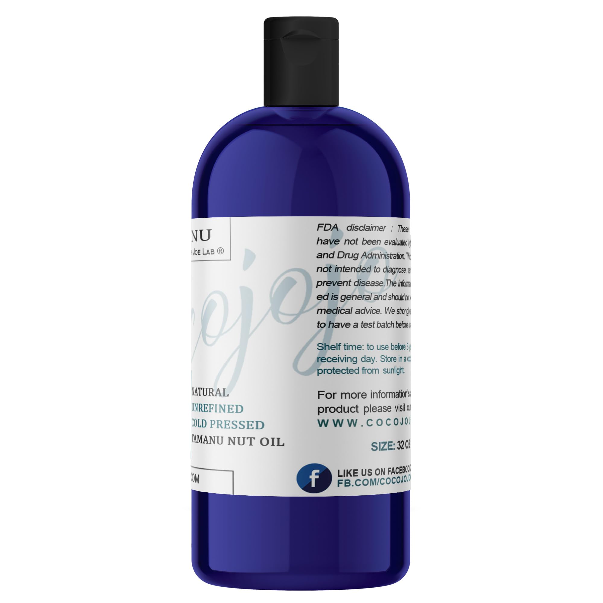 Pure Cold Pressed Tamanu Oil 32 oz (1 Quart) - Unrefined, Non-GMO, Extra Virgin for Hair, Skin, Face, Body, Nails & Beard - Hydrating Moisturizer & Nourishing Treatment - Perfect for Dry Skin Care, Natural Hair Growth & DIY Beauty Recipes