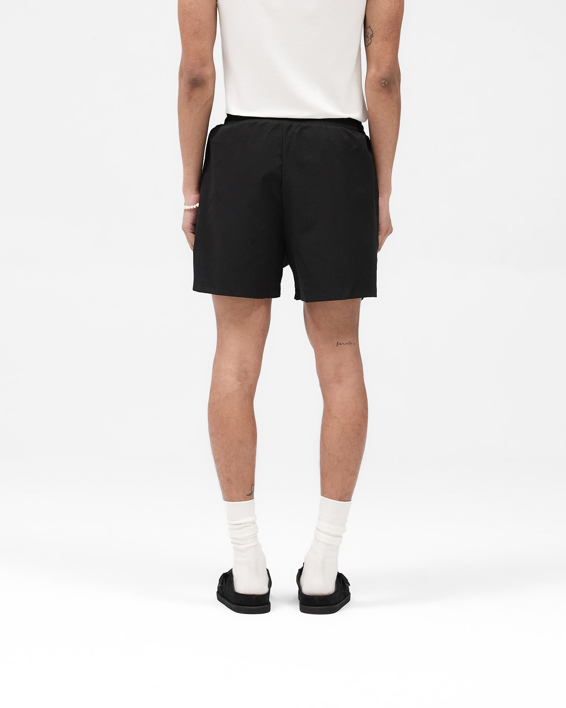 Seersucker Smart Swim Shorts for Men - Quick-Dry, Comfortable & Stylish Black Swim Trunks - Perfect for Beach, Pool & Summer Vacations