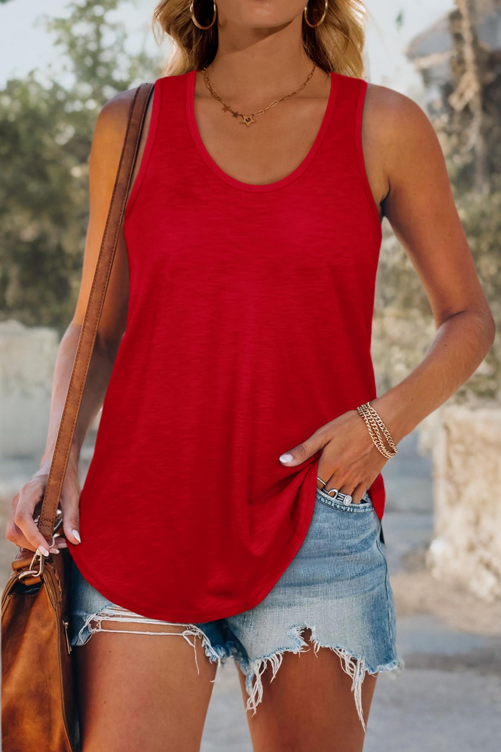 Women's Racerback Tank Tops - Loose Fit Summer Shirts for Casual Wear, Gym & Beach