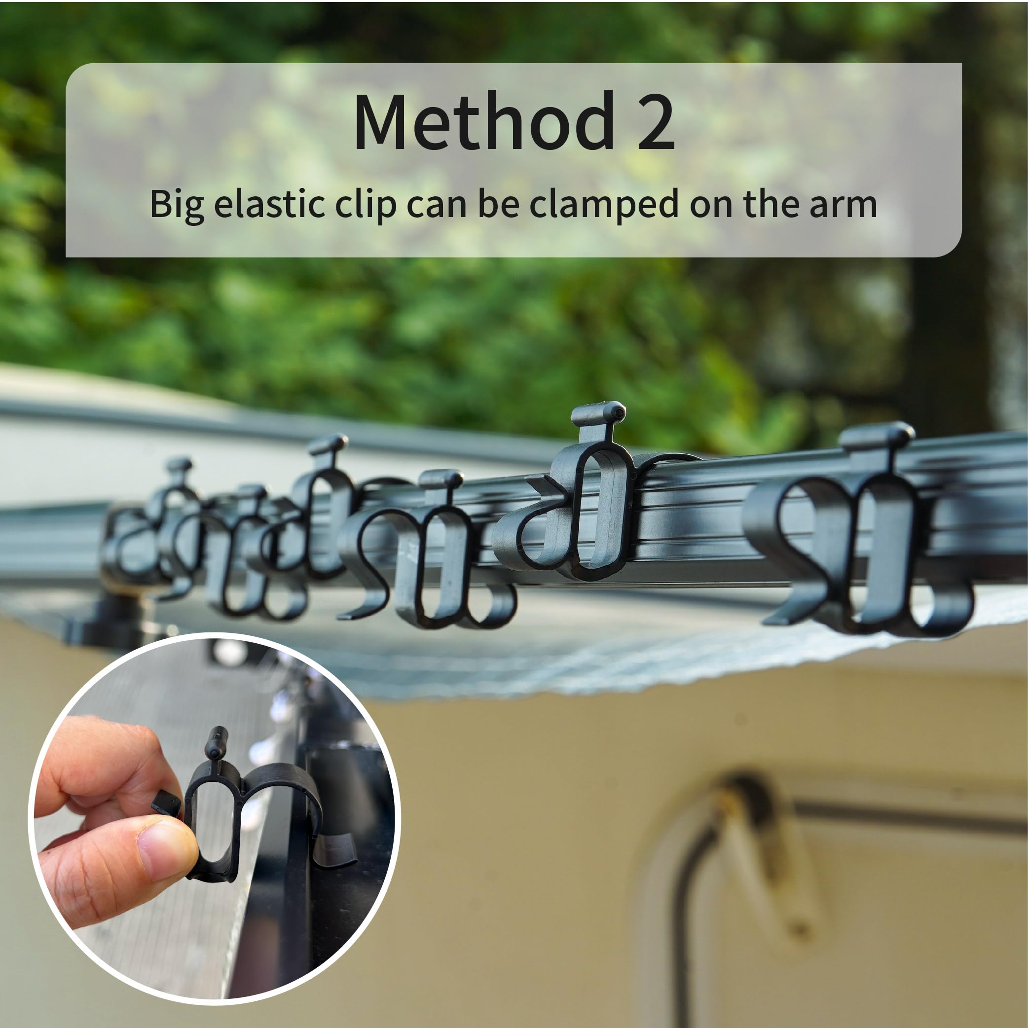 Suncode 16 Pack Black RV Awning Hooks Clips - Heavy Duty Standard Awning Clips for Rope Lights, String Lights & RV Accessories | Fits Awning Roller Bar Channel | Perfect for Camping, Outdoor Parties & RV Decor