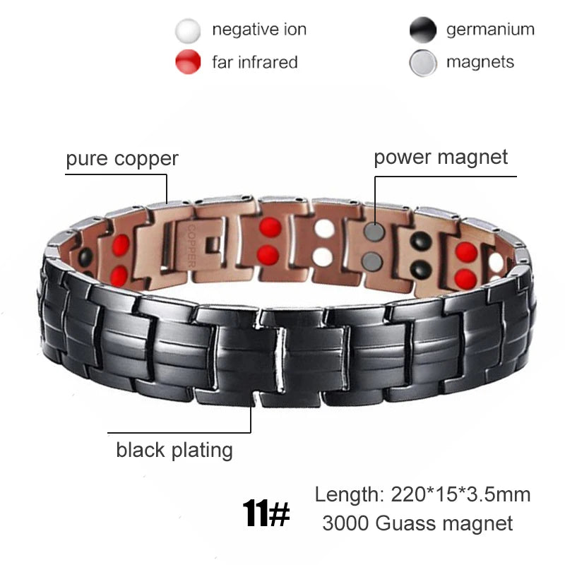 Men's Magnetic Health Bracelet - Pure Copper Energy Bracelet with Blood Pressure Magnets | Pain Relief & Improved Circulation | Perfect for Fitness, Work & Daily Wear
