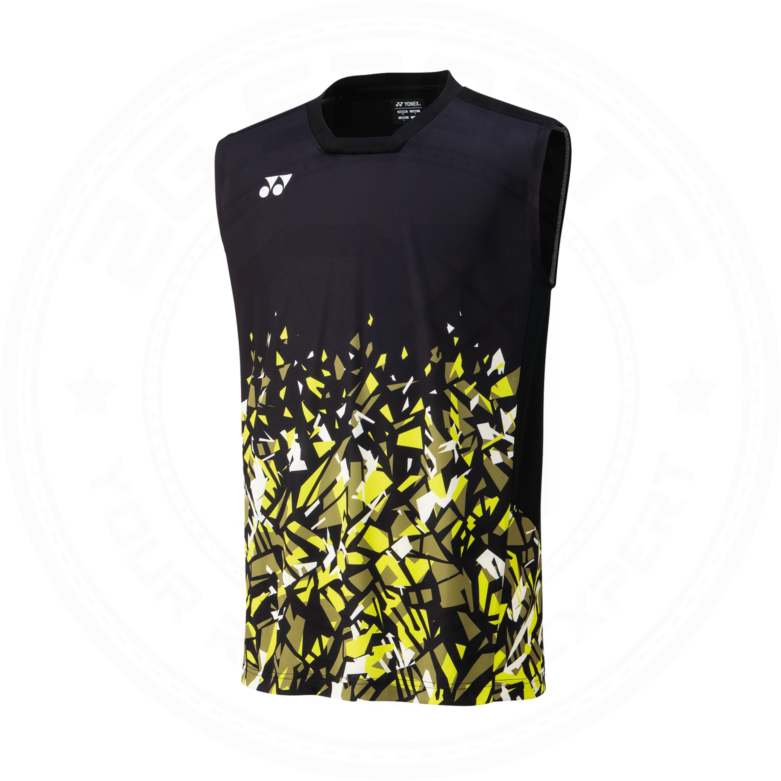 Yonex Japan National Badminton Jersey - Men's Sleeveless Sports Top 10552EX in Black/Yellow | High-Performance Badminton Shirt for Tournaments & Training