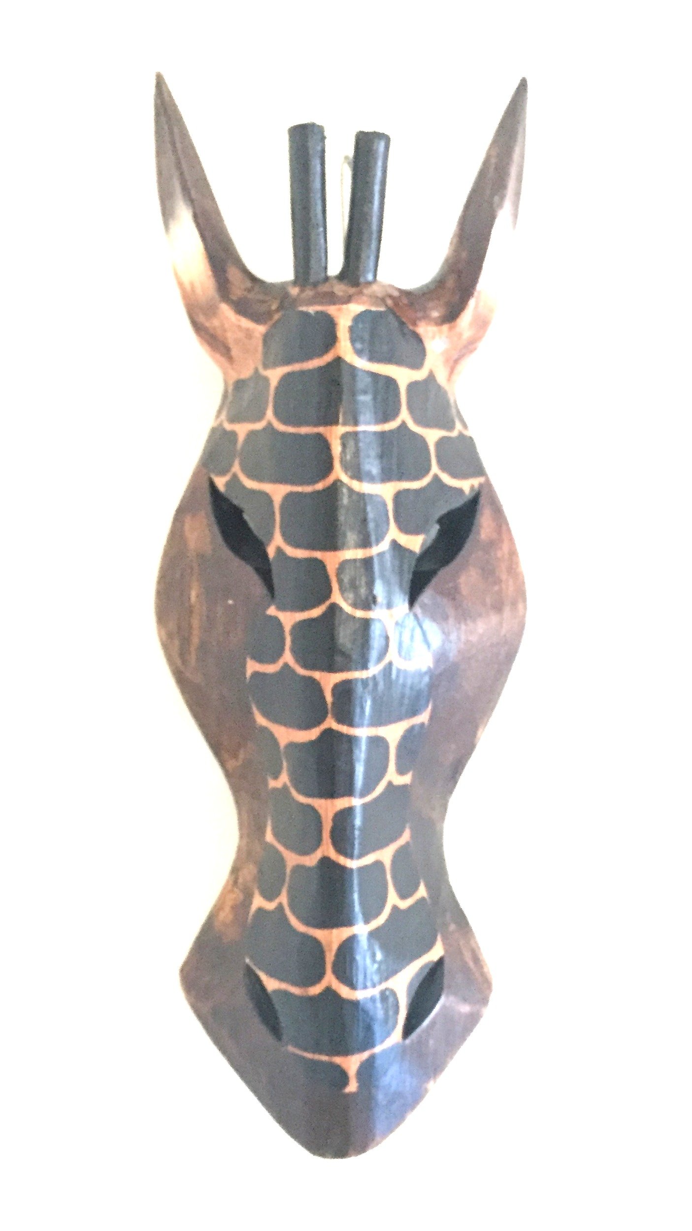 OMA Authentic African Tribal Mask - Zebra & Giraffe Design Wall Art Decor (40 Inch) - Handcrafted Wooden Wall Hanging for Home, Office & Cultural Decor