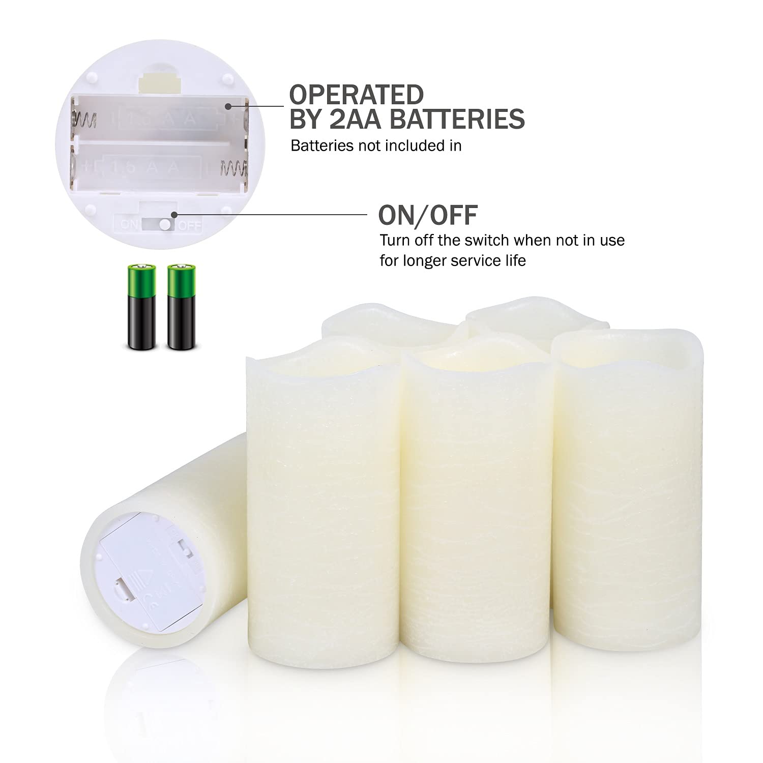 Premium Flameless LED Candles Set of 6 - Real Wax Battery Operated Pillar Candles with 10-Key Remote & 24H Timer (3x6 Inch) - Perfect for Home Decor, Weddings, and Relaxing Ambiance