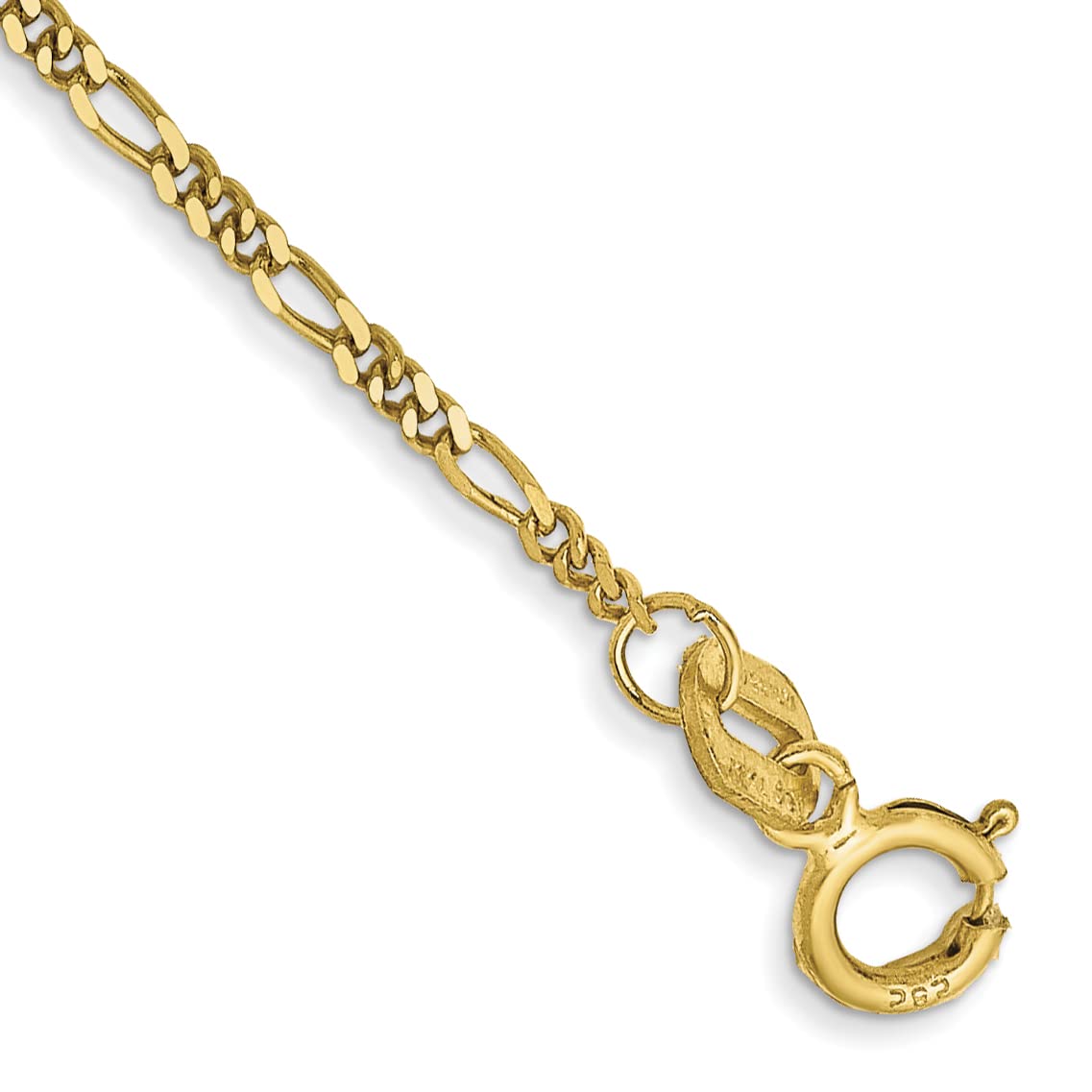 10K Yellow Gold Figaro Chain Anklet - 1.25mm Flat Solid Gold Ankle Bracelet for Women (6.0