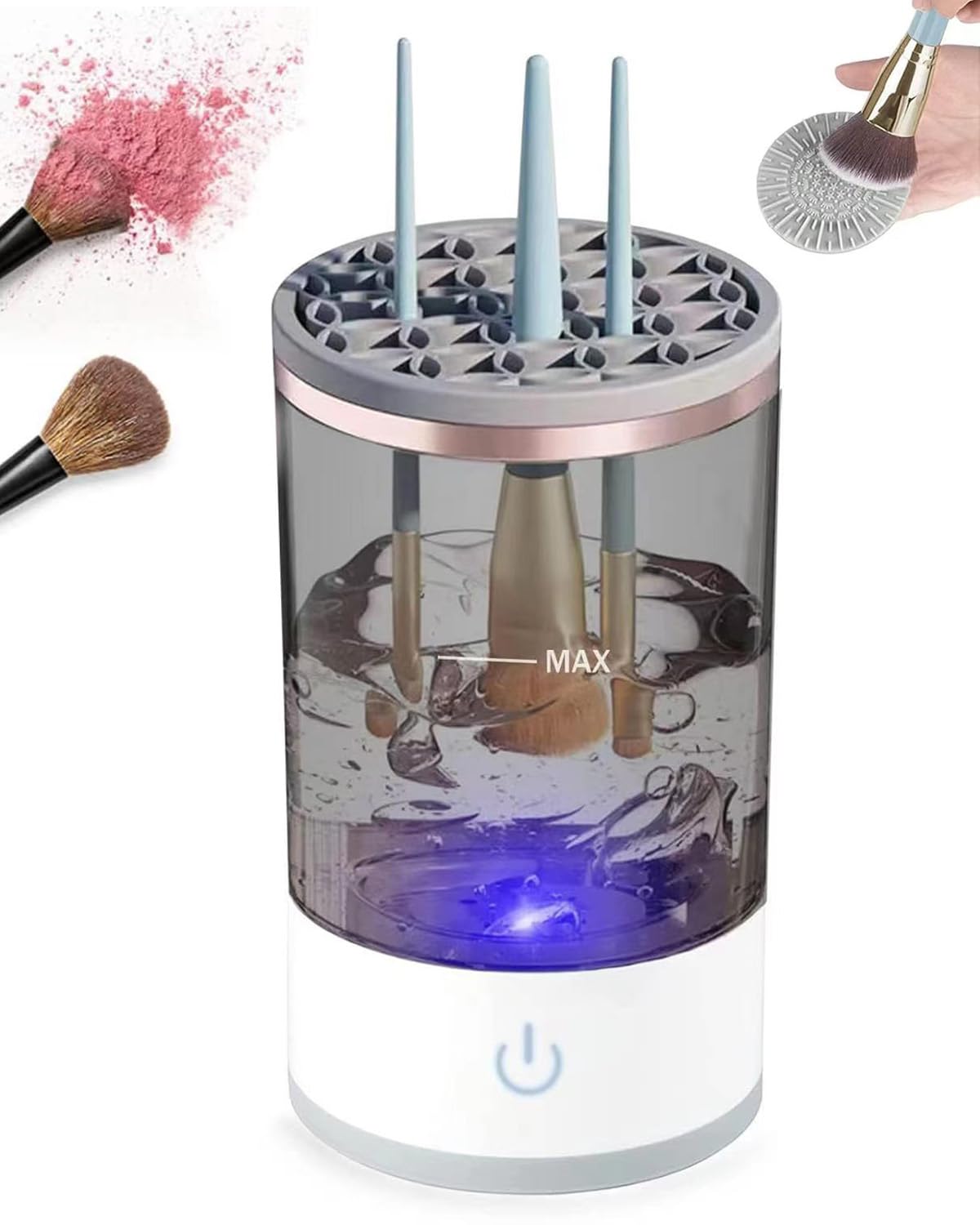 Electric Makeup Brush Cleaner Machine - Automatic Cosmetic Brush Cleaning with Cleaning Mat & USB Charging | Fits All Brush Sizes | Perfect for Home, Salon & Travel Use