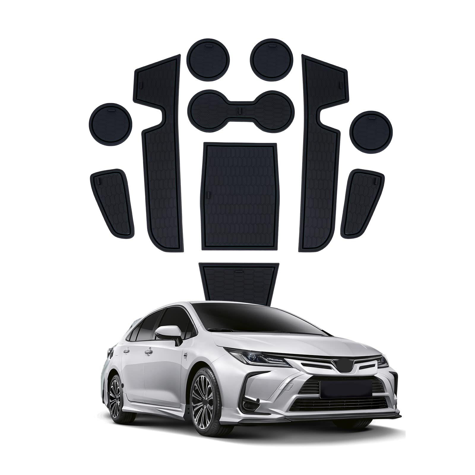 SHAOHAO Custom Fit Door Slot Mats & Cup Holder Liners for 2021-2022 Toyota Corolla Hatchback | Interior Accessories for 2019-2022 Models | Perfect for Daily Commuting, Road Trips & Car Protection