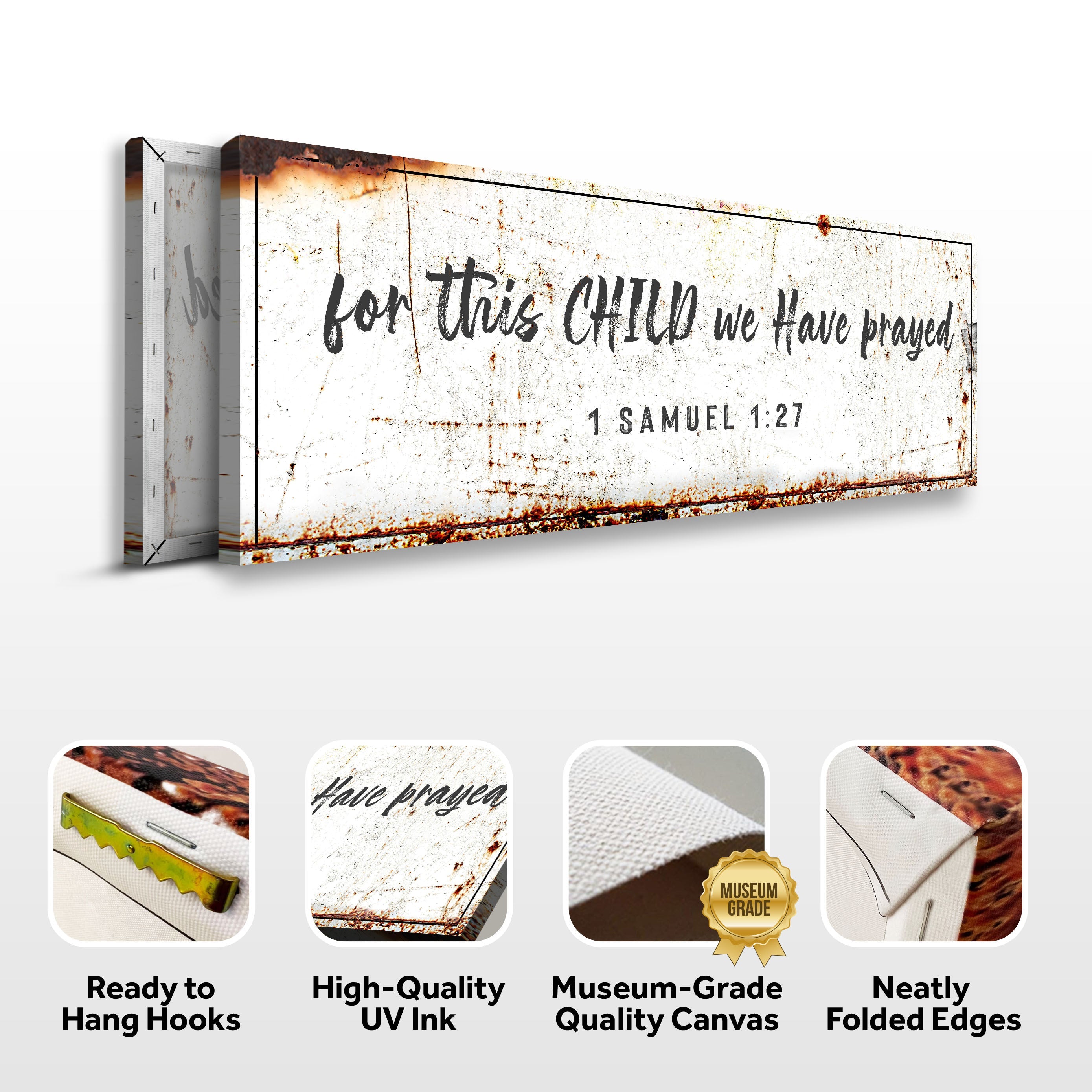 For This Child We Have Prayed Sign - 1 Samuel 1:27 Bible Verse Wall Decor - Perfect for Nursery, Baby Shower & Christian Home Decor