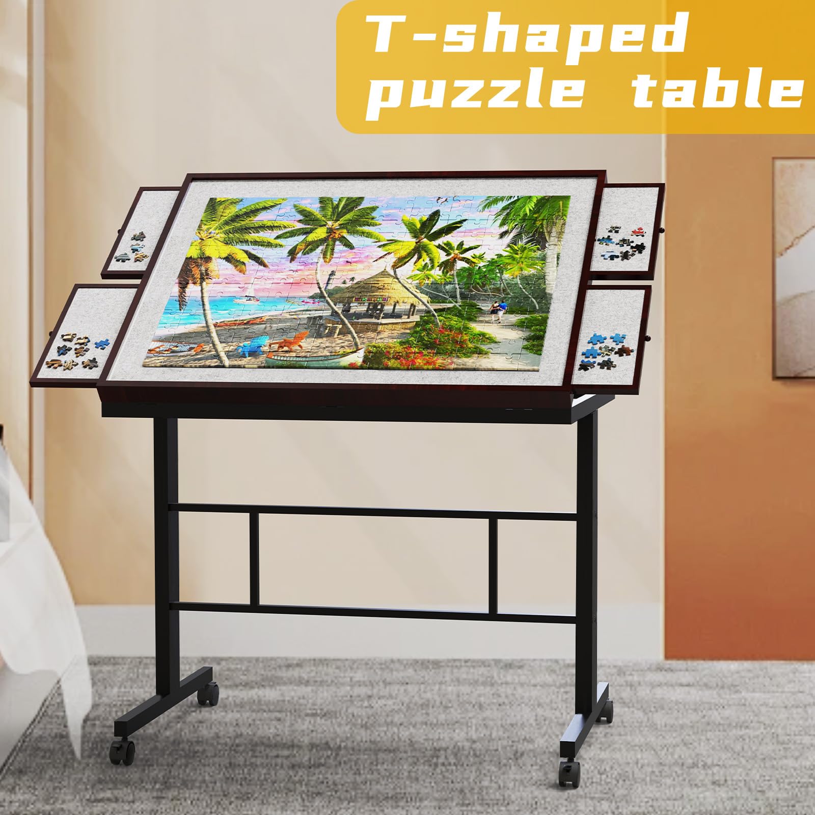 1500-Piece Adjustable Jigsaw Puzzle Table with 5 Angle Positions & Storage Drawers - Premium Puzzle Board for Adults - Perfect for Family Game Nights, Relaxation & Home Decor
