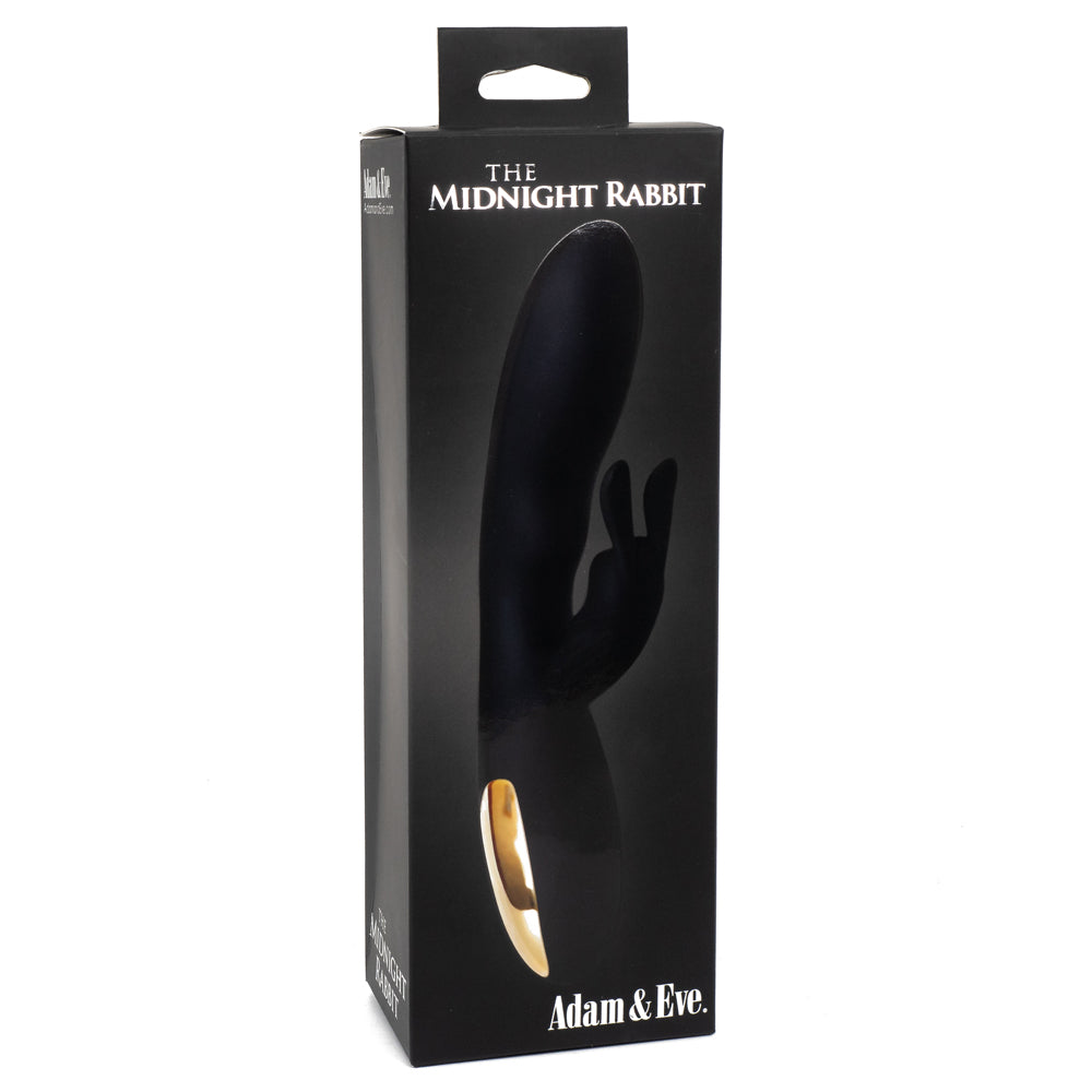 Adam & Eve The Midnight Rabbit Vibrator - Powerful Dual Stimulation for Women, Rechargeable Waterproof Silicone Massager - Perfect for Couples & Solo Play, Gifts for Her