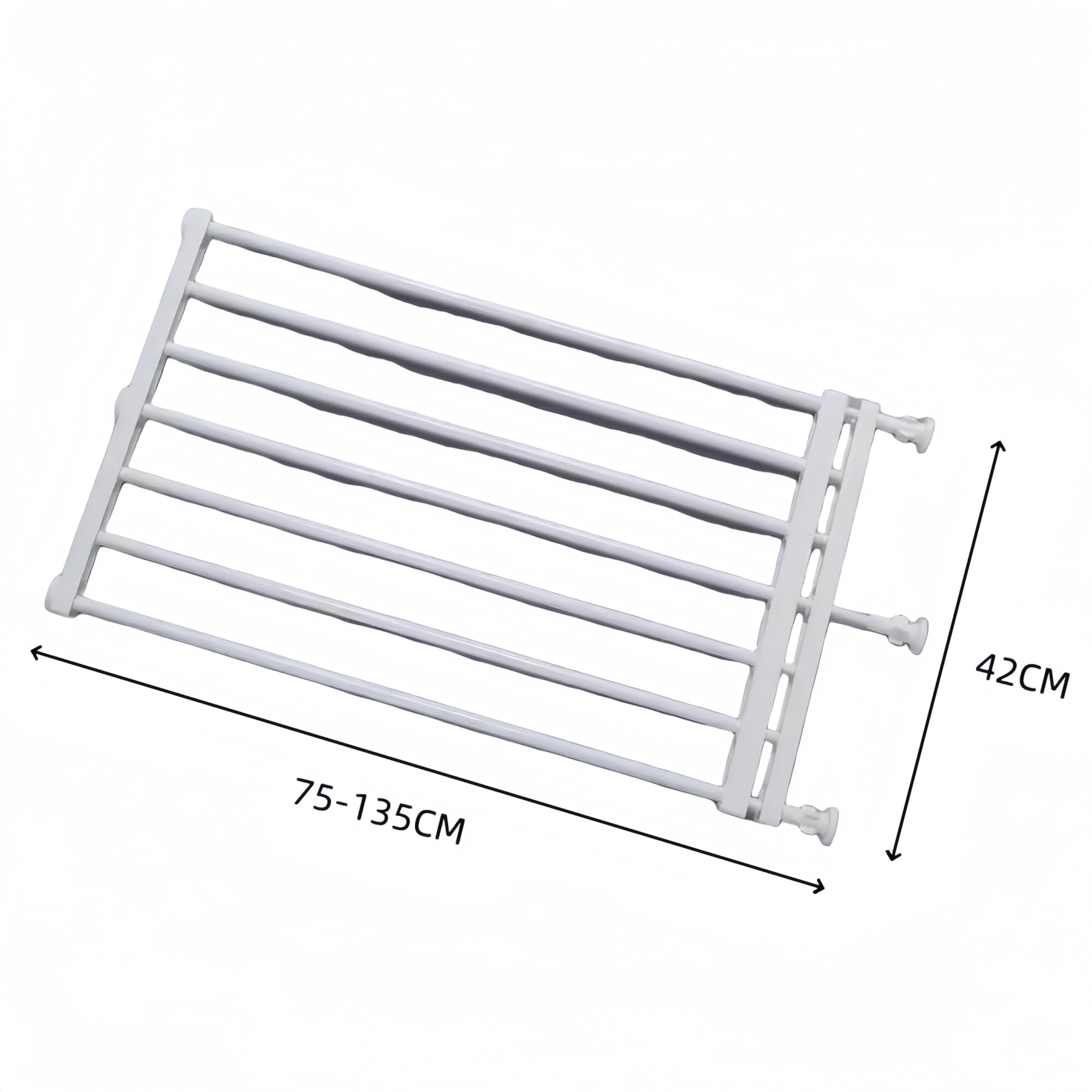 No Drill Retractable Pet Gate for Dogs & Cats - Extra Wide 75-135cm, Height 42cm - Indoor Safety Barrier for Stairs, Doorways & Hallways - White (Perfect for Puppies, Small Pets & Home Protection)