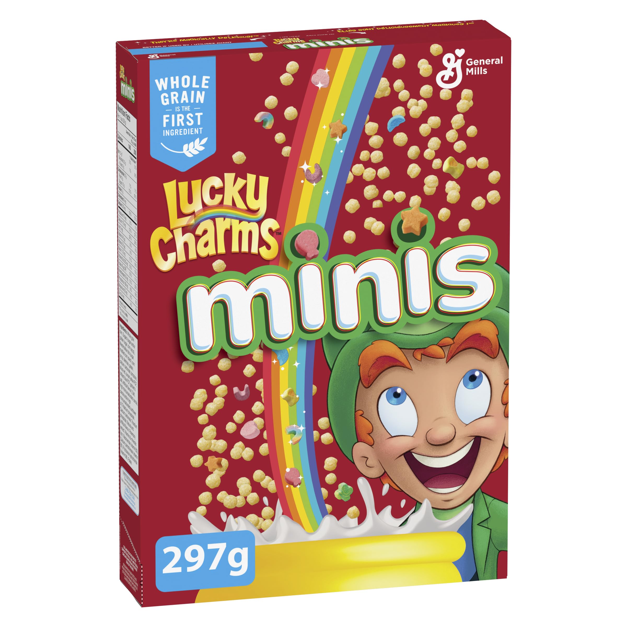 LUCKY CHARMS Minis Cereal with Marshmallows - 10.5oz (297g) Breakfast Cereal Box - Perfect for School Lunches, Office Snacks & Quick Breakfasts