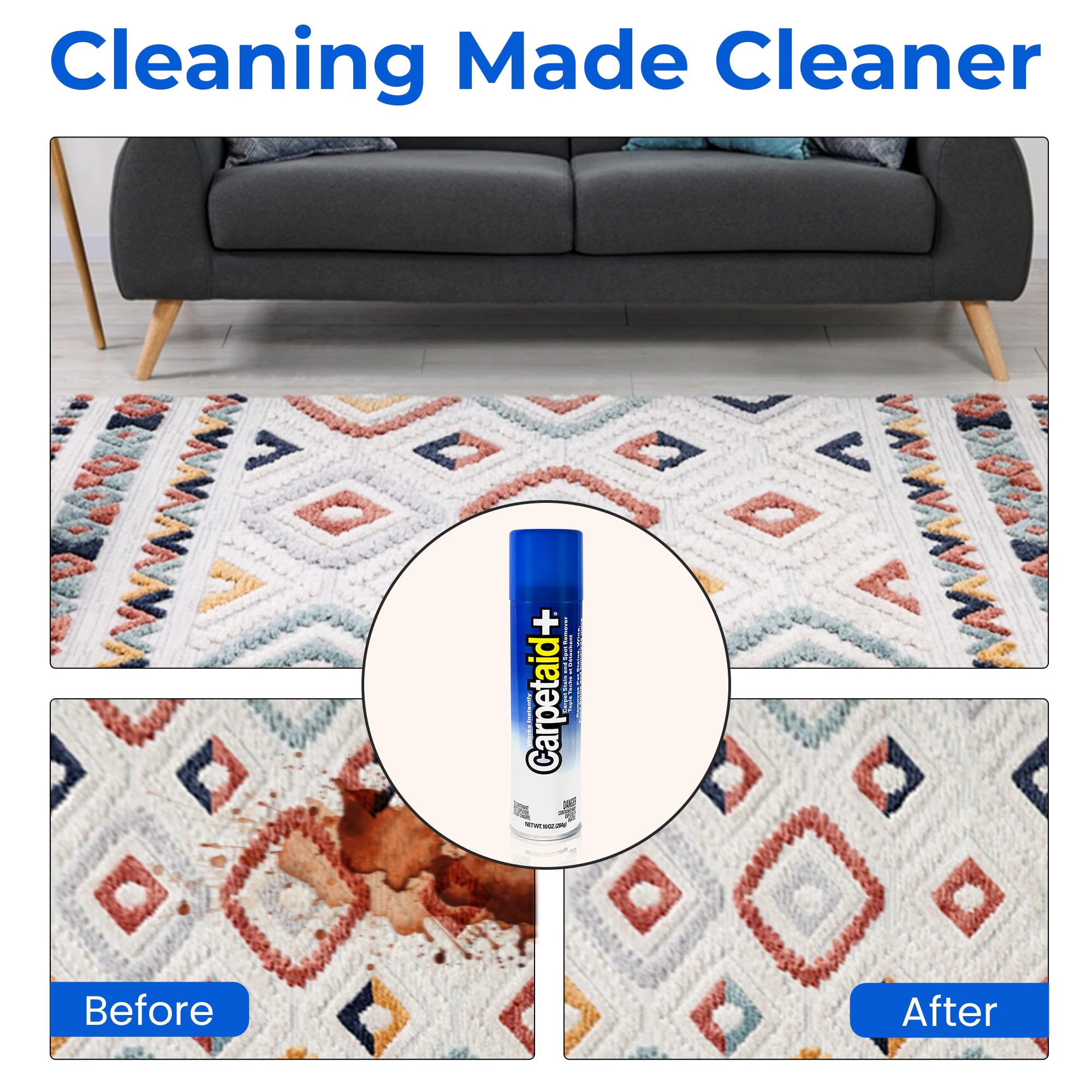 Powerful Carpet Stain Remover Spray - 2 Pack | Deep Cleaning Formula for Pet Stains, Wine Spots, Oil & Dirt | Upholstery & Carpet Cleaner for Tough Stains | Perfect for Home, Office & Pet Owners