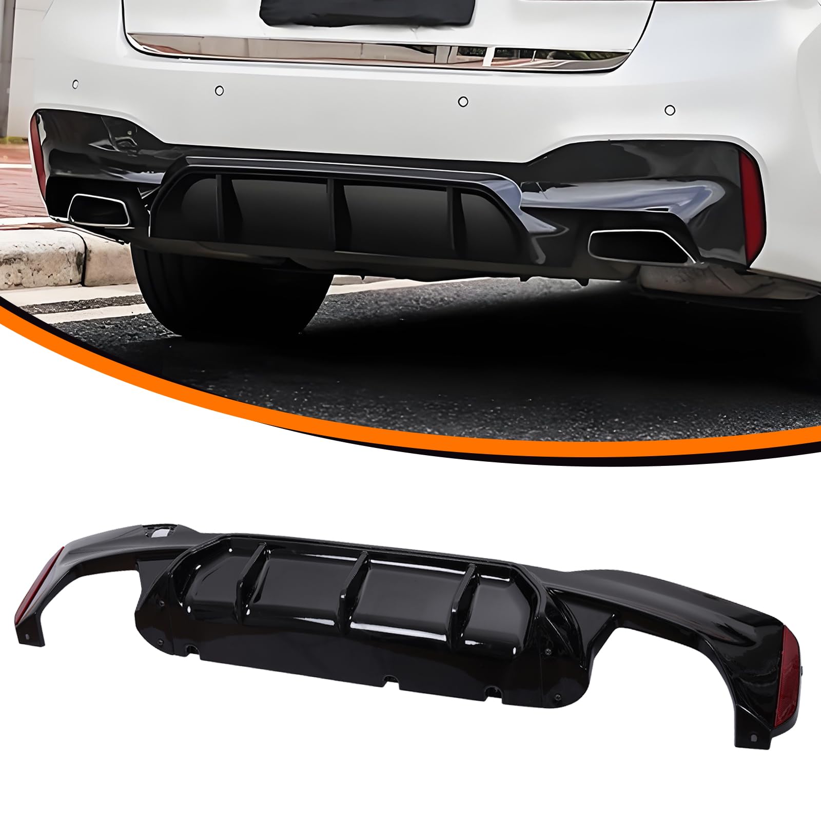 BMW 5 Series G30 G31 G38 Rear Diffuser (2017-2023) - M Sport Style Glossy Black Bumper Lip for 4-Door Sedan | Enhances Aerodynamics & Sporty Look for Street & Track Performance