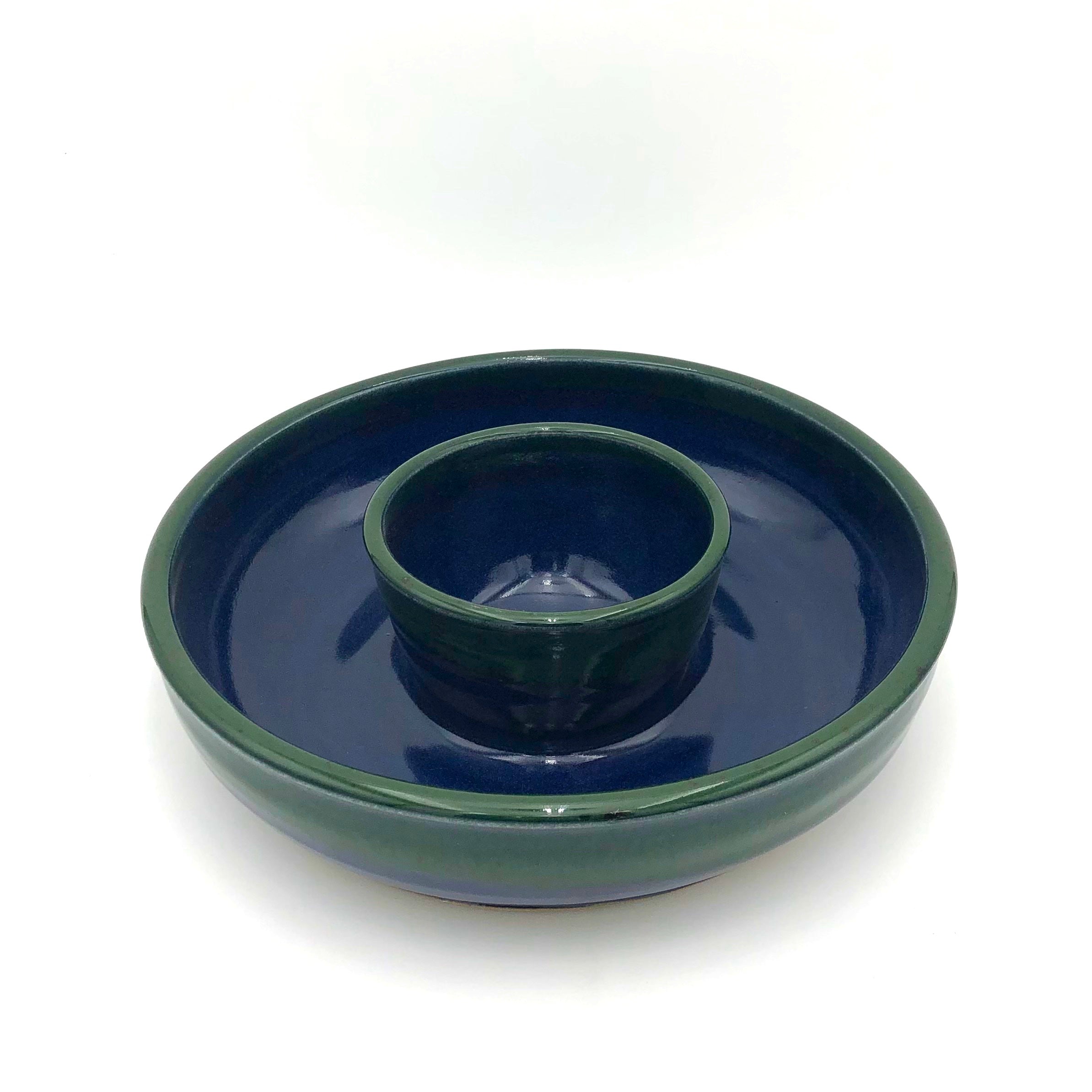 Coburn Large Chip and Dip Tray Set - Blue and Green Serving Platter for Parties, Entertaining, and Snacks