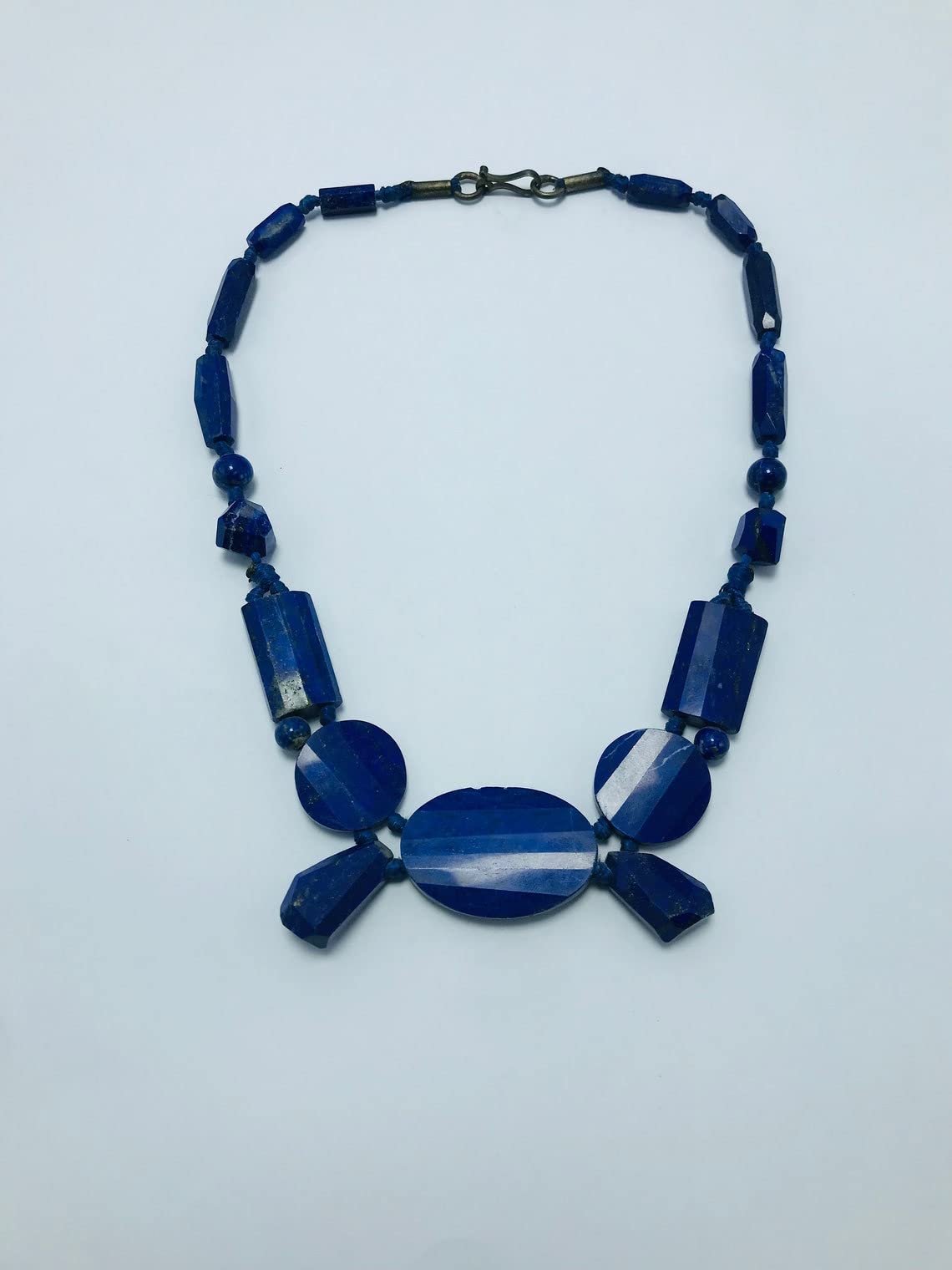 Lapis Lazuli Stone Beaded Necklace - Vintage Antique Jewelry for Women - Perfect for Boho, Spiritual Healing & Elegant Occasions