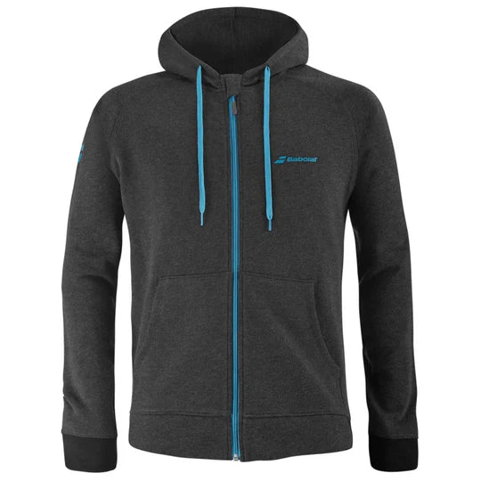 Babolat Men's Exercise Hooded Jacket - Black Heather | Lightweight Workout & Running Jacket for Gym & Outdoor Sports