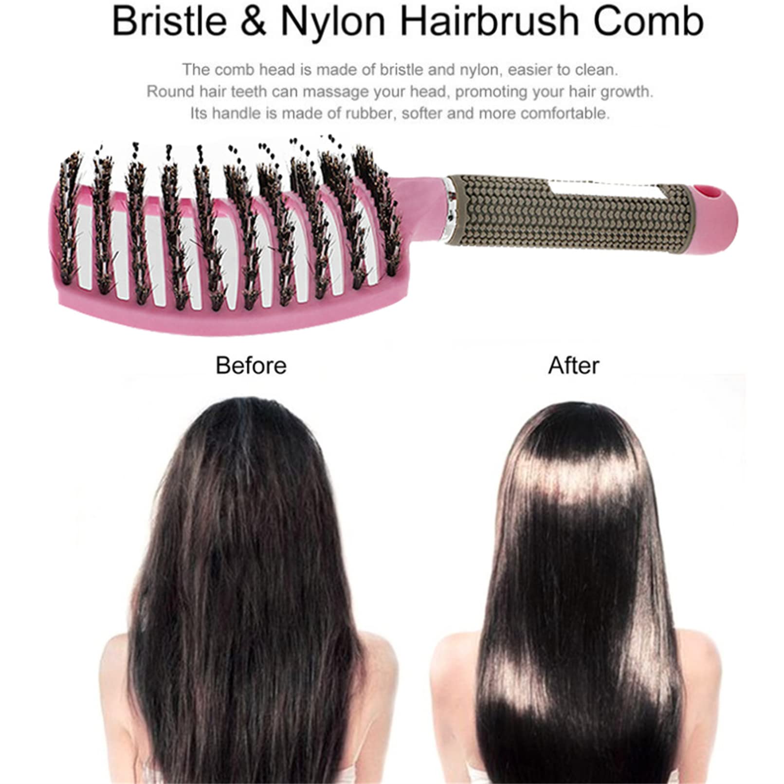 Pop Magic Detangling Hair Brush for Women & Kids - Boar Bristle Paddle Brush for Wet/Dry Hair - Best for Long, Thick & Curly Hair - Perfect for Blow Drying & Styling (Iridescent) | Salon Quality Hair Care at Home