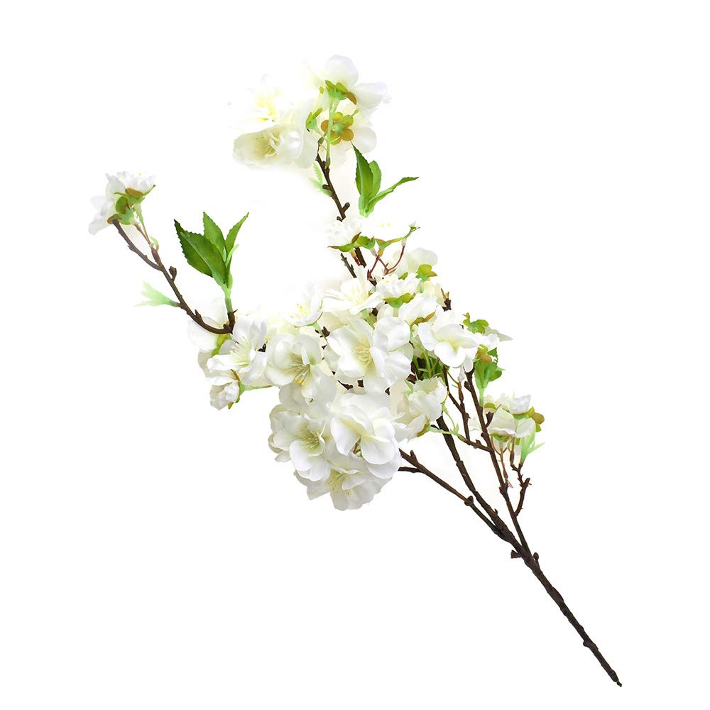 Homeford 19-Inch White Artificial Cherry Blossom Floral Spray Pick - Realistic Silk Flowers for Wedding Centerpieces, Home Decor, and Spring Party Arrangements