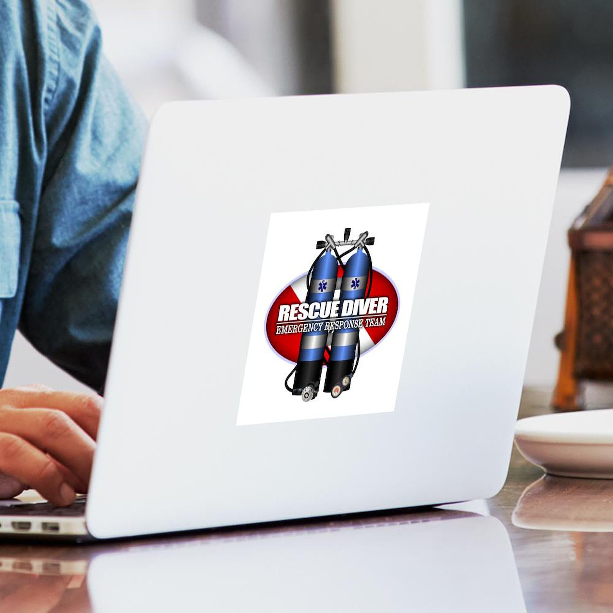Rescue Diver Scuba Tanks Square Bumper Sticker - Waterproof Car Decal for Scuba Enthusiasts | Perfect for Laptops, Helmets & Dive Gear