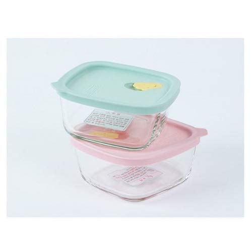 LOCK&LOCK Airtight Glass Food Storage Containers for Rice, Leftovers & Meal Prep - Freezer & Oven Safe - Pastel Blue & Pink Set of 2 - Perfect for Kitchen Organization & Food Preservation