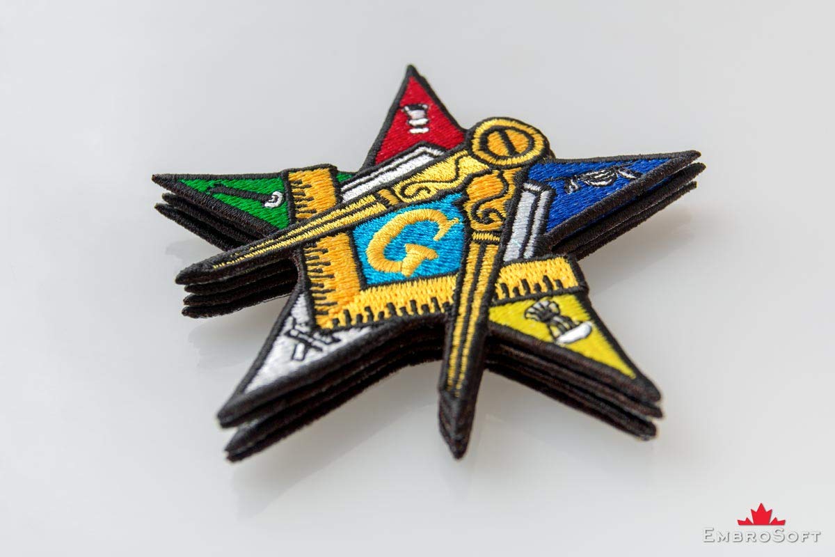 Eastern Star Embroidered Patch 3.7x3.7 Inch Iron-On Masonic Order Badge - Perfect for Vests, Jackets & DIY Crafts