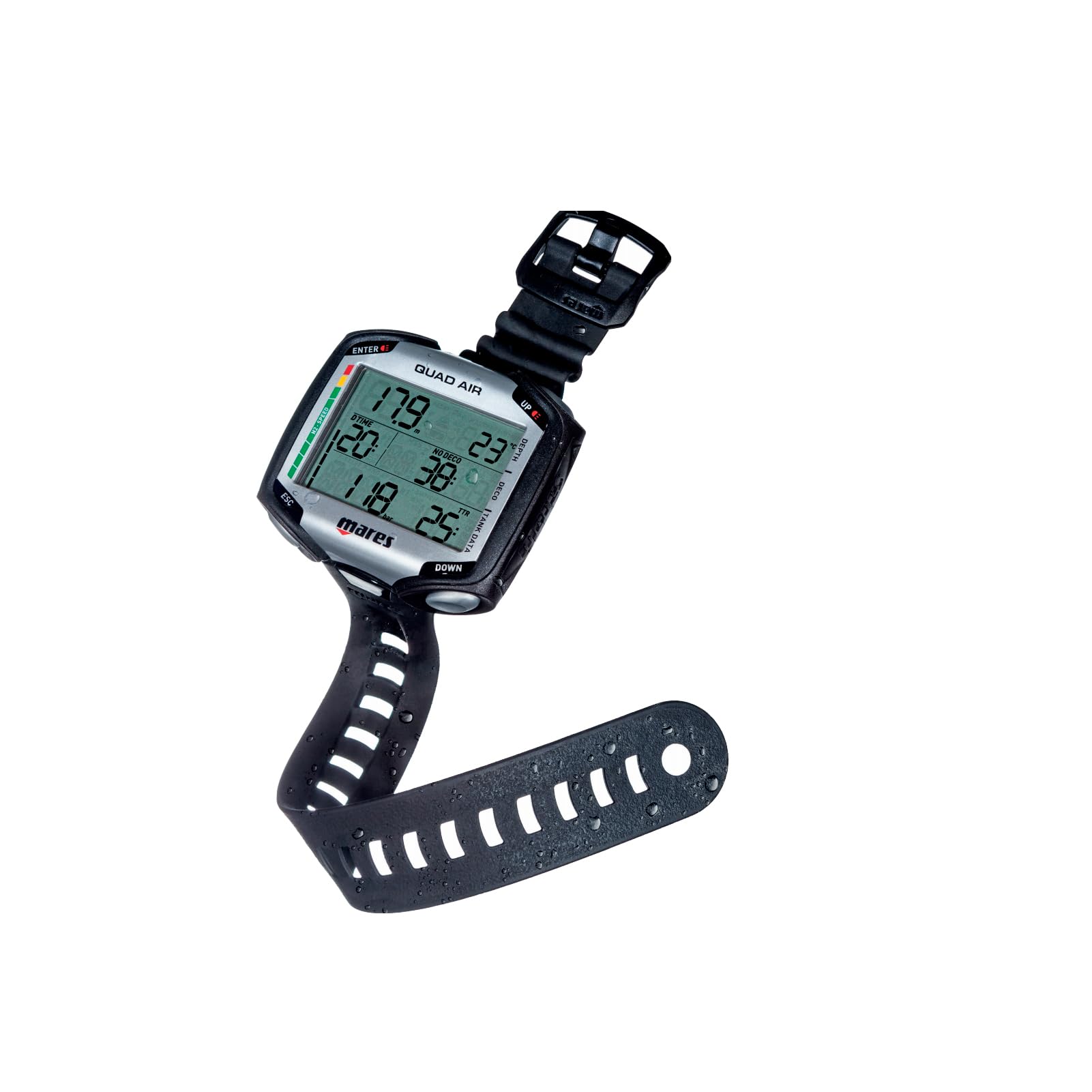 MARES Quad Air Smart Wrist Dive Computer for Scuba Diving - Black | Depth Gauge, Digital Compass & Nitrox Compatible | Perfect for Underwater Exploration & Professional Diving (Model 414169-BKBK)