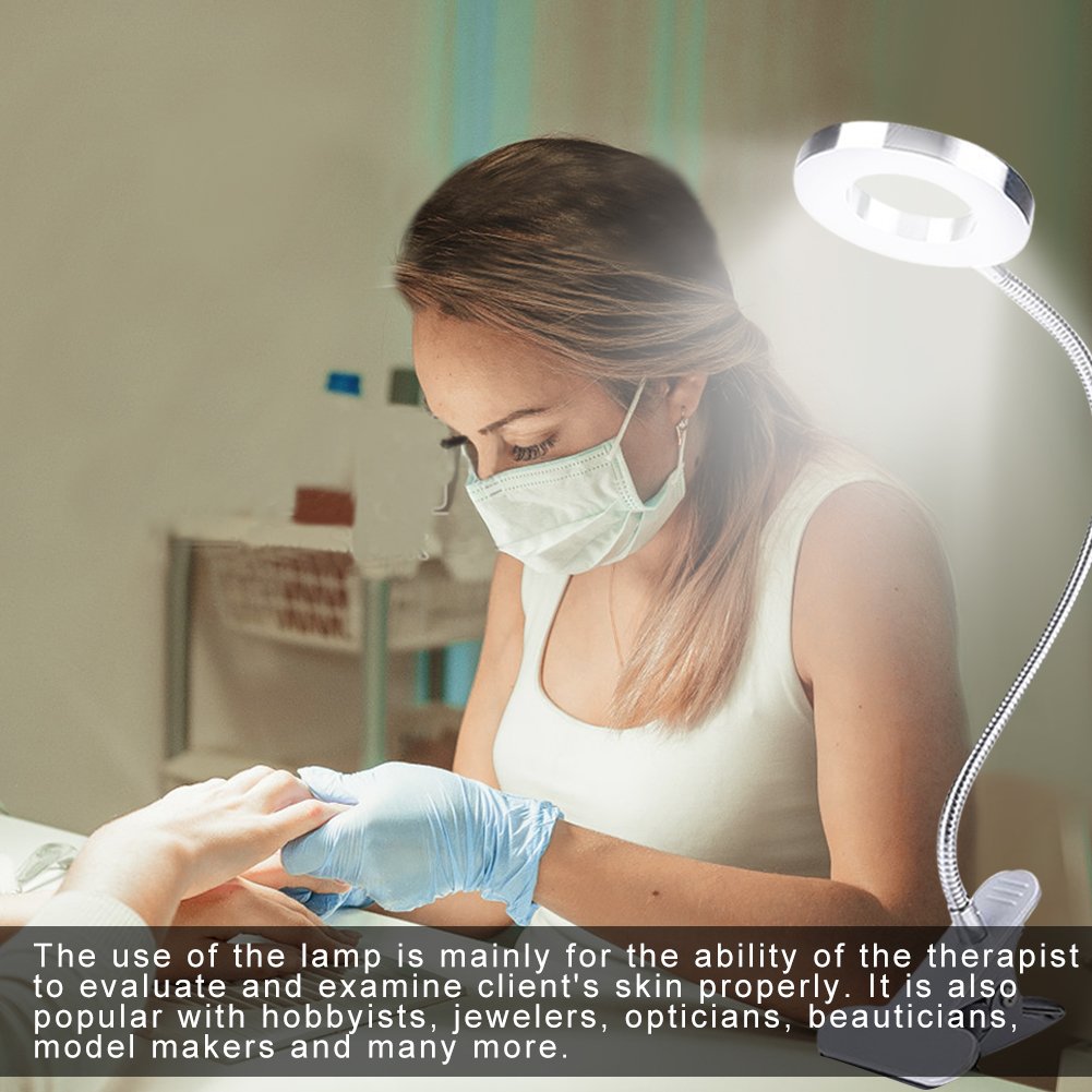 Clip On LED Makeup Light - USB Powered Adjustable Cosmetic Lamp for Eyebrow, Lip & Beauty Salon | Perfect as Reading Light, Desk Lamp & Bedside Light for Makeup, Study & Nighttime Reading