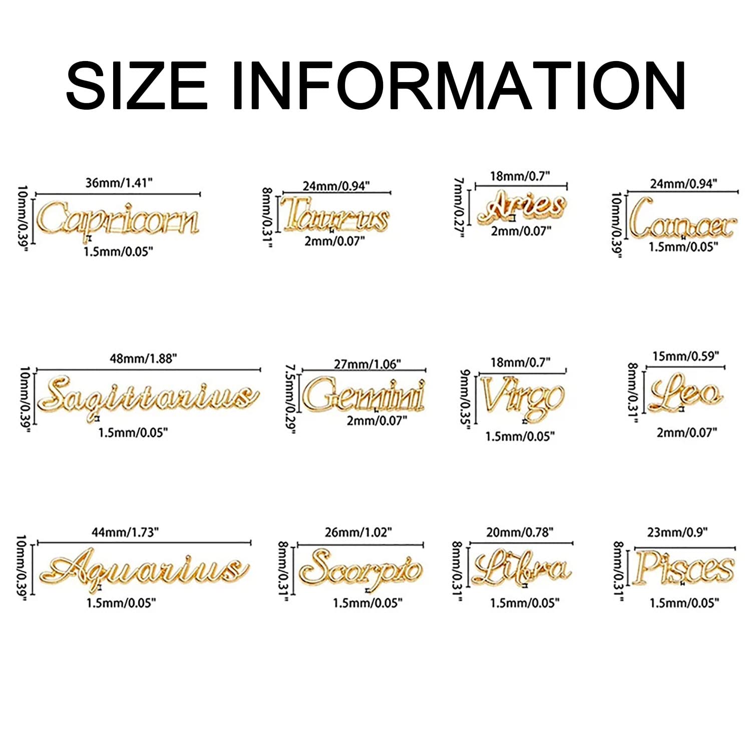 48-Piece Gold & Silver Alloy Zodiac Nail Charms Set - 12 Constellation Nail Studs with Astrology Signs for Women & Girls | Perfect for Nail Art, DIY Manicures, Birthday Gifts & Party Accessories