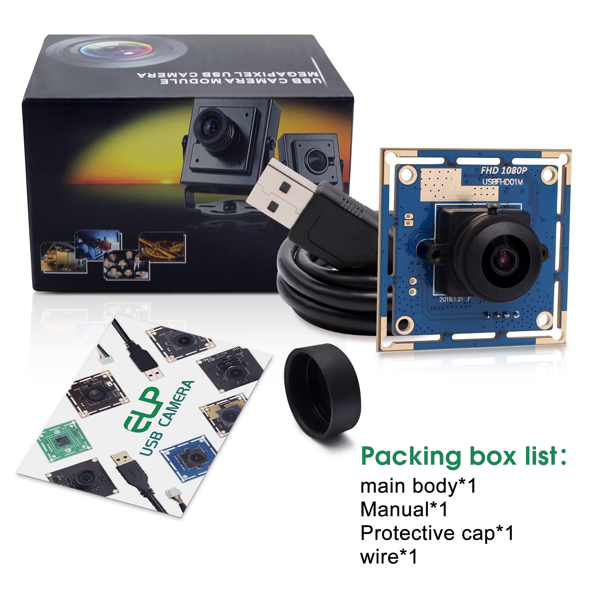 Svpro HD USB Camera 1080P - High Speed Webcam Module with 30/60/100fps, 180° Wide Angle Fisheye Lens - UVC Compatible for Windows/Linux/Android - Perfect for Video Conferencing, Live Streaming & Industrial Monitoring