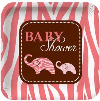 Wild Safari Pink Baby Shower 9 Inch Plates - Durable Disposable Dinnerware for Birthday Parties, Baby Showers & Special Events - Perfect for Cake, Desserts & Appetizers