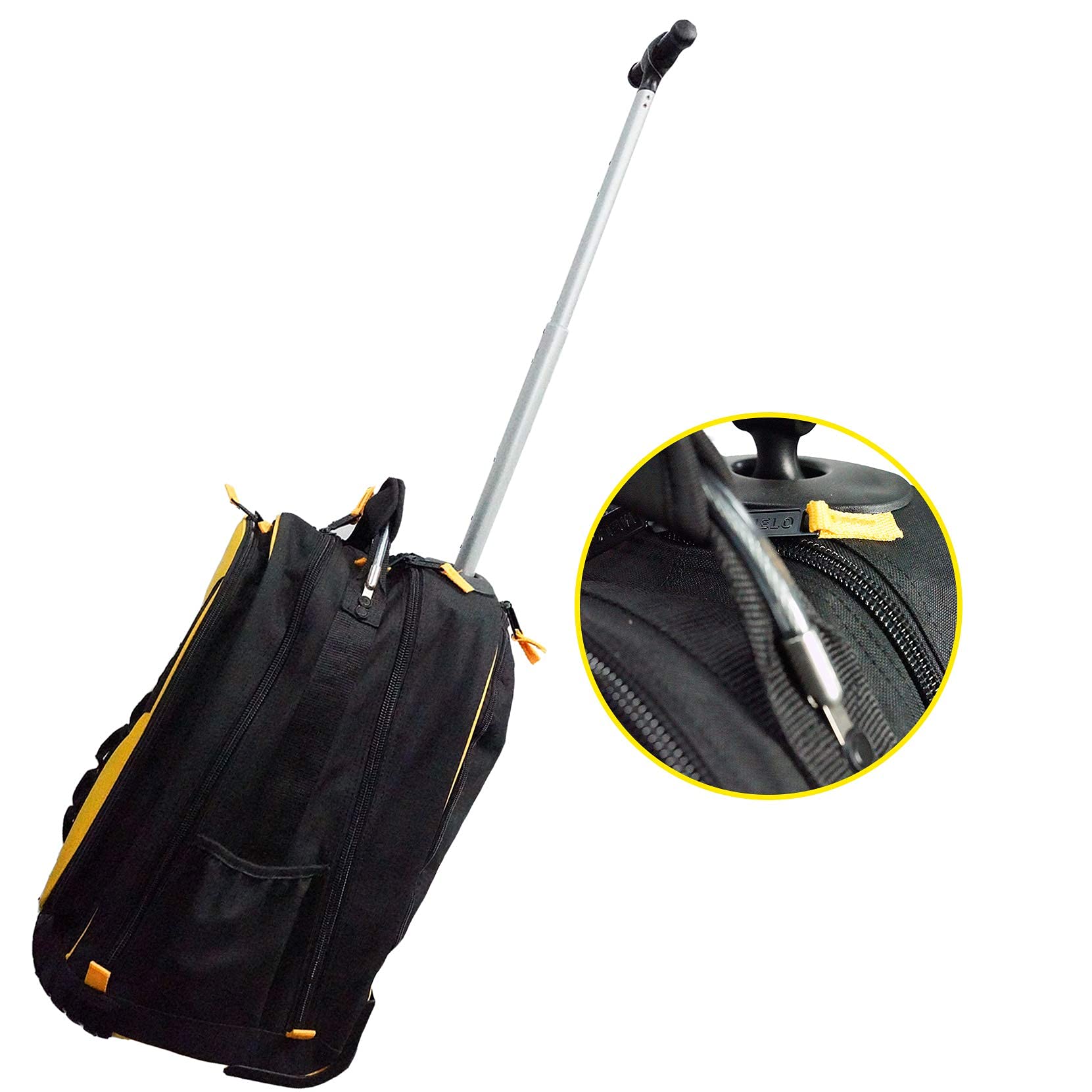 Heavy Duty Rolling Tool Bag with Wheels - Durable Tool Backpack for Men & Women, Large Tool Organizer with Laptop Sleeve (Yellow) - Perfect for Construction, Electricians, and DIY Home Improvement Projects