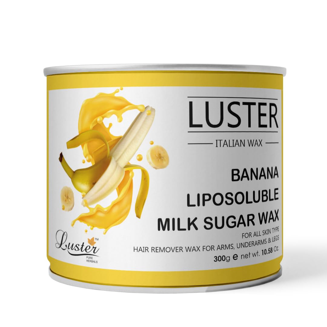 Luster Banana Hair Removal Hot Wax - 300ml | Smooth & Painless Waxing for Face & Body | All Skin Types | Paraben & Sulfate Free | For Women & Men | Perfect for Home Spa, Salon, or Travel Use