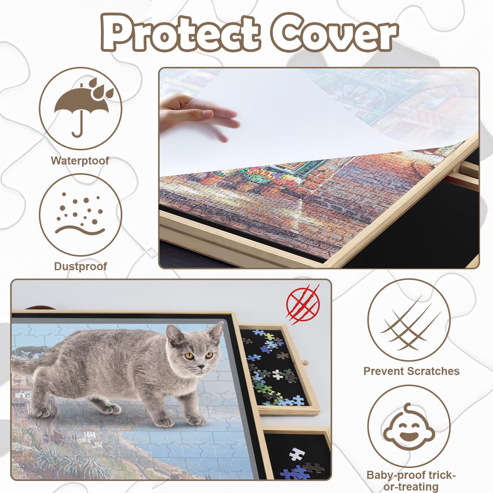 1500 Piece Rotating Puzzle Board with Drawers & Cover - 27