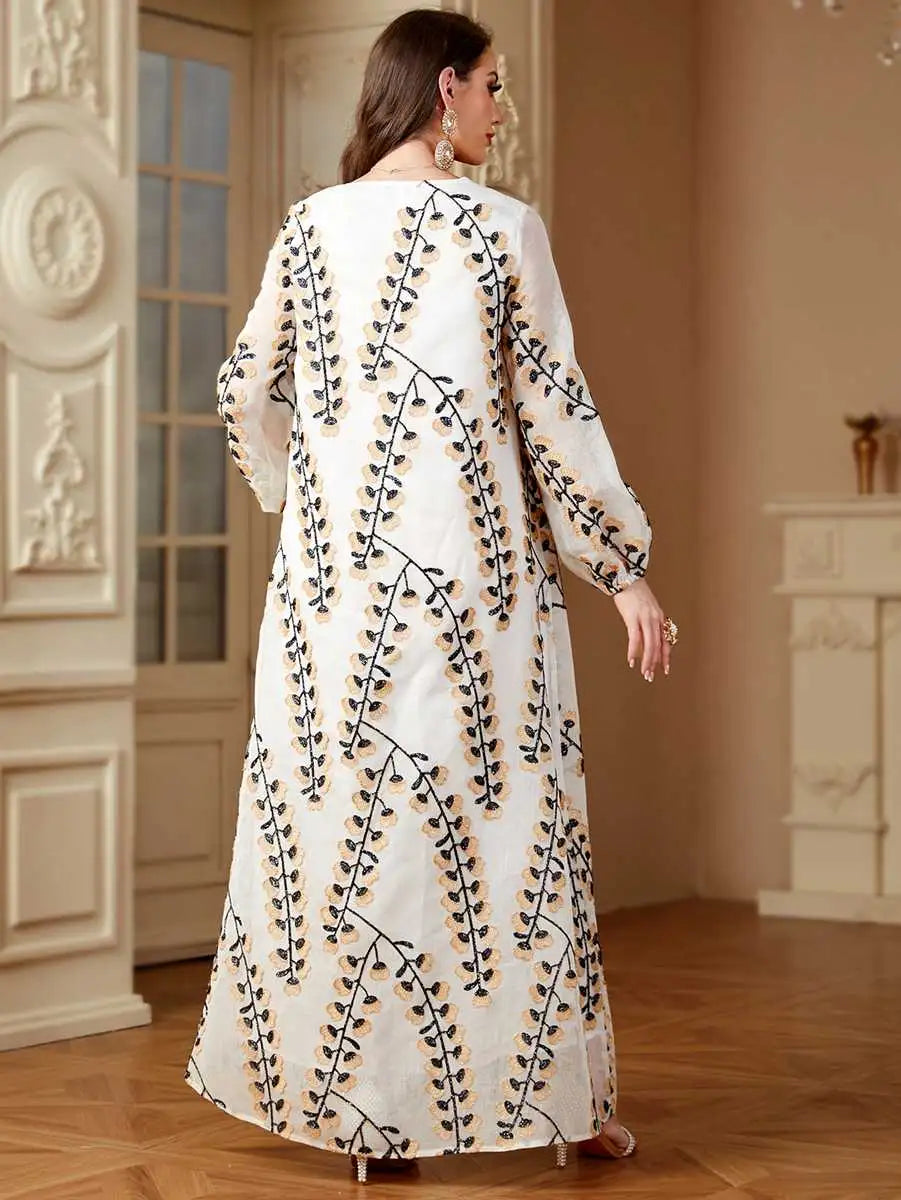 Elegant Embroidered Eid Caftan Dress for Women - Perfect for Weddings, Parties & Special Occasions | Breathable Fabric & Flowy Design for Comfortable Celebrations